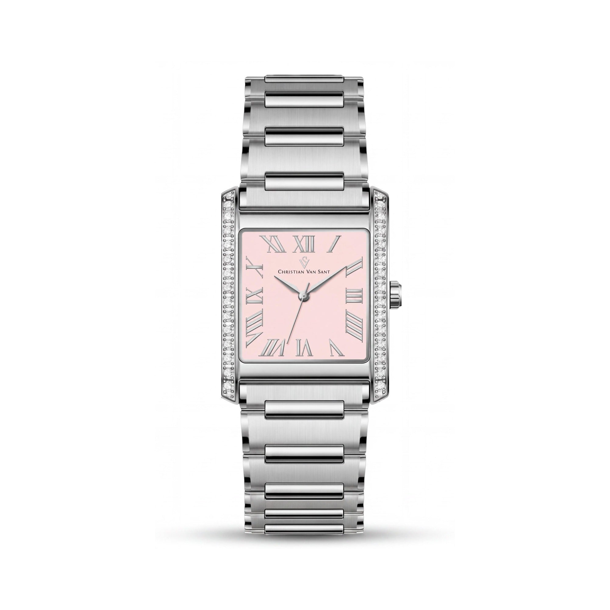 Christian Van Sant CV1285 Women's Silver Stainless Steel Case & Bracelet Pink Dial Quartz Watch, Photo 1