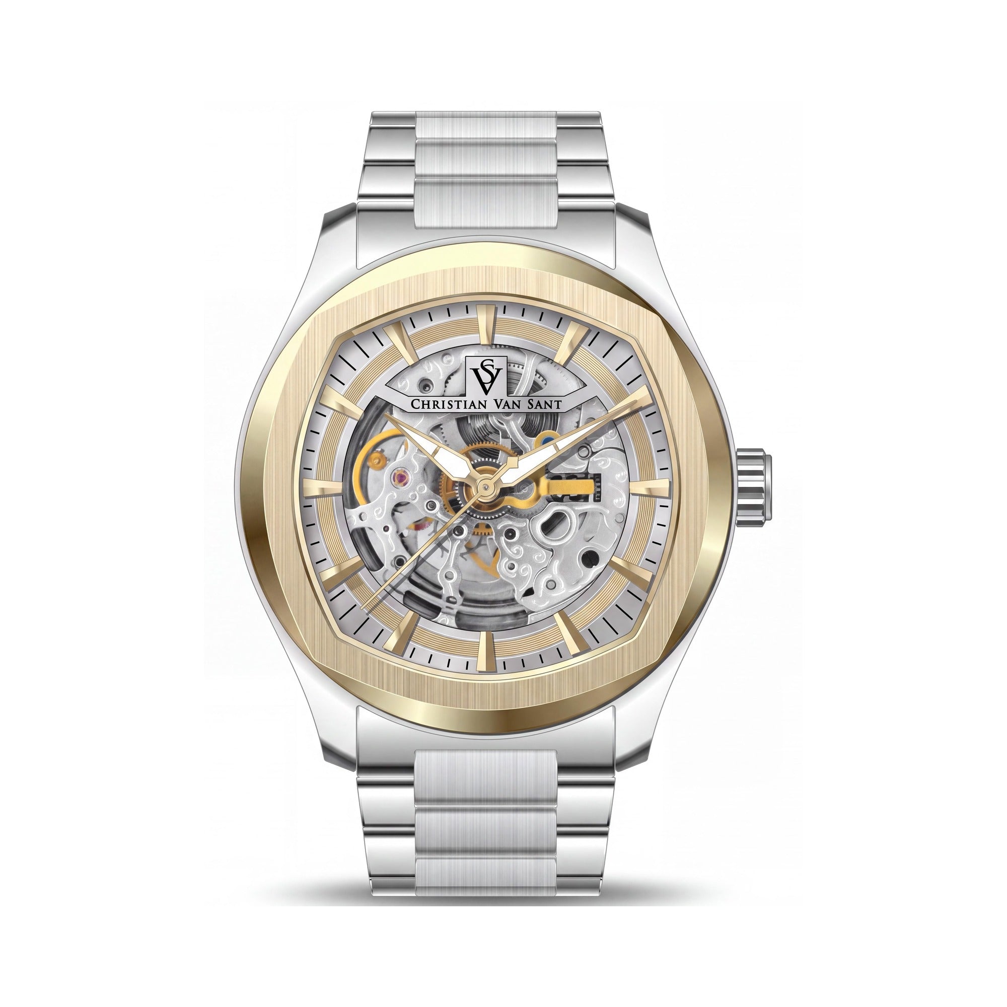 Reloj de pulsera automático de acero inoxidable dorado para hombre Christian Van Sant, resistente al agua hasta 5 ATM (50 metros), Photo 1