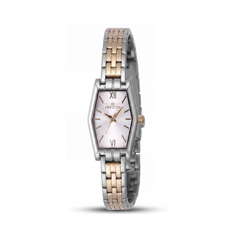 Invicta Angel Collection 48128 Reloj unisex de cuarzo con caja de acero inoxidable plateado de 20 mm y esfera plateada