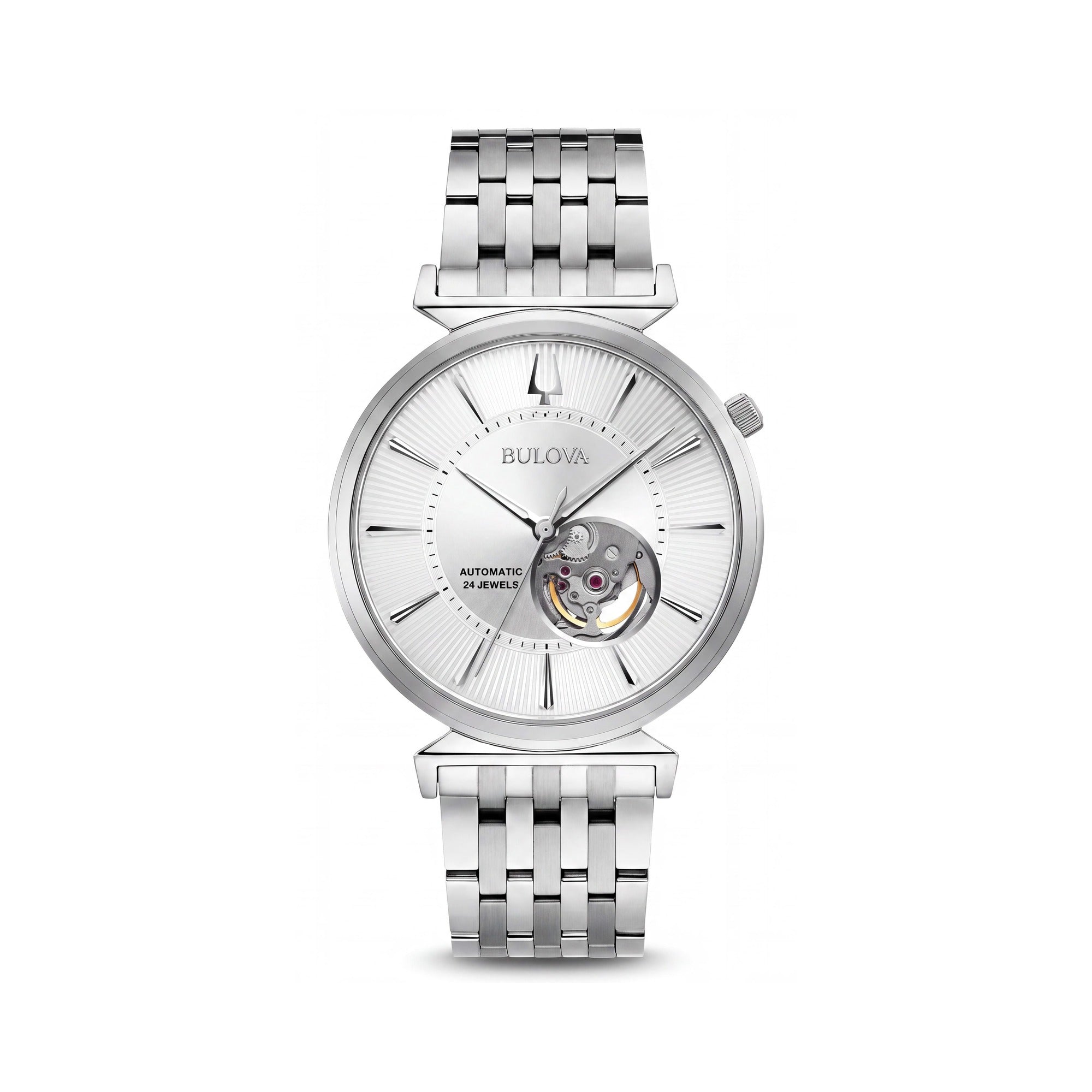 Reloj Bulova Regatta automático para hombre con brazalete de acero inoxidable en tono plateado y cristal de zafiro resistente a los arañazos, Photo 1
