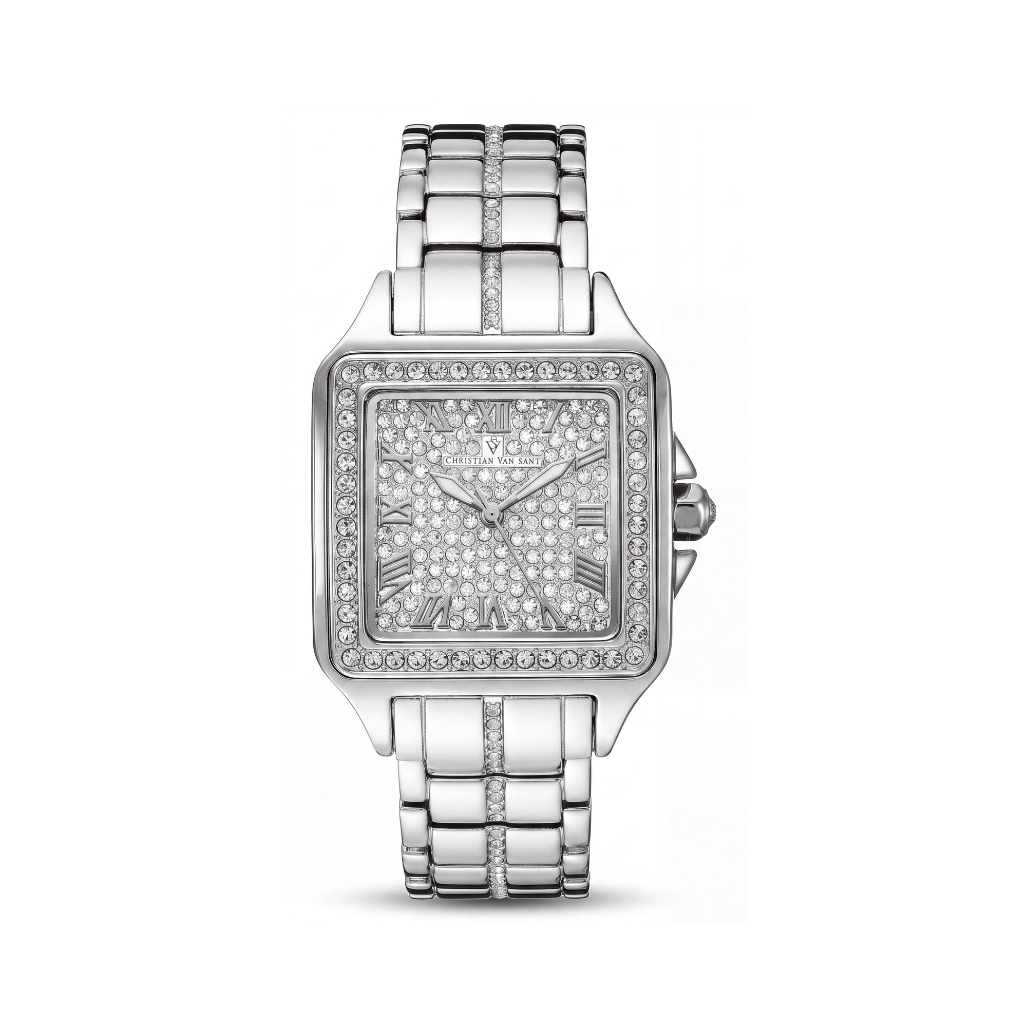 Christian Van Sant CV4620 Splendeur Women's 41mm Silver-Tone Stainless Steel Bracelet Quartz Watch with Crystals, Timer, and Water Resistance, Photo 1
