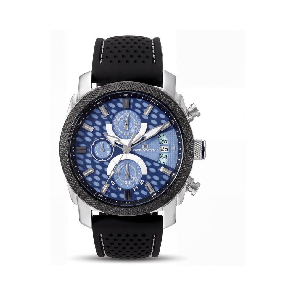 Oceanaut OC2320 Men's Kryptonite Blue Dial Stainless Steel Chronograph Quartz Watch with Rubber Strap and Date Display 42mm