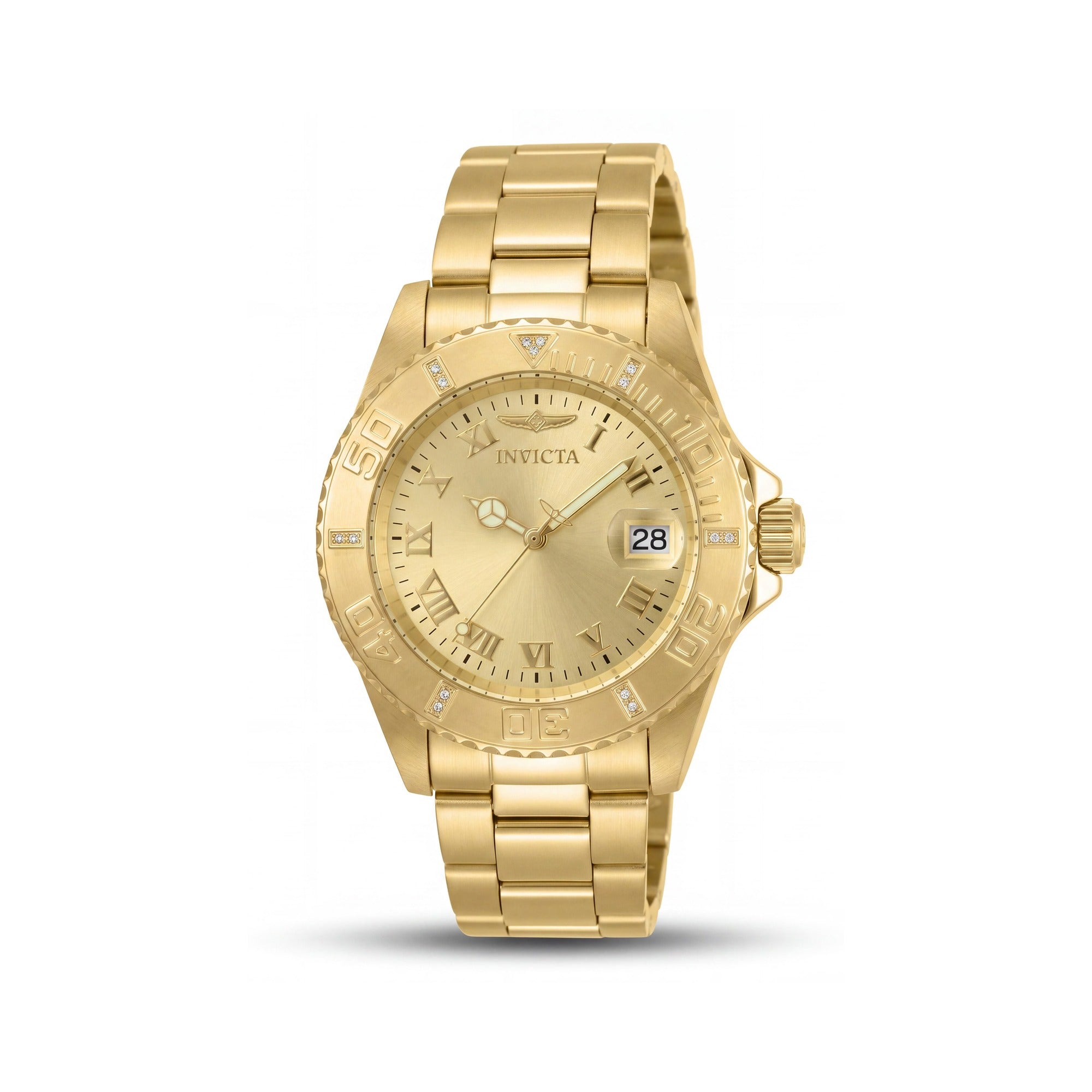 Invicta 12820 Bracelet Unisex 18k Gold Ion-Plated Stainless Steel Diamond Bezel Quartz 200M WR 40mm Watch, Photo 1