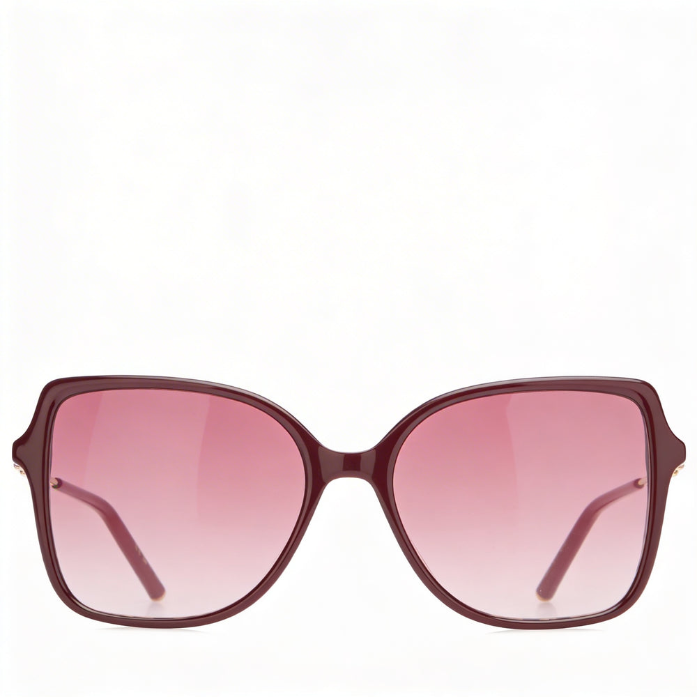 Gafas de sol de acetato de Carolina Herrera para mujer de temporada, montura rosa dorada burdeos con lentes burdeos doradas de 55 mm