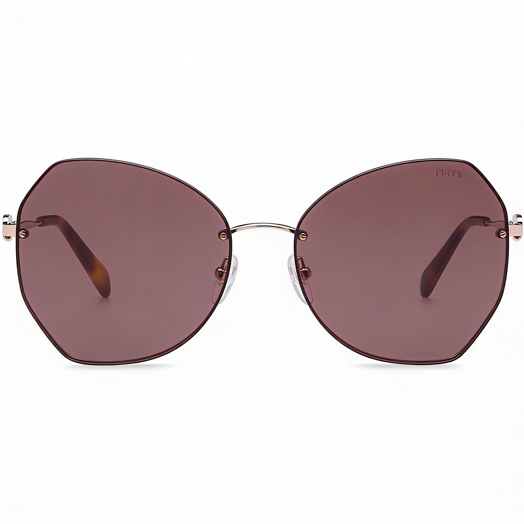 Gafas de sol Emilio Pucci Butterfly para mujer, de metal dorado rosa y lentes marrones, 61 mm, Photo 2