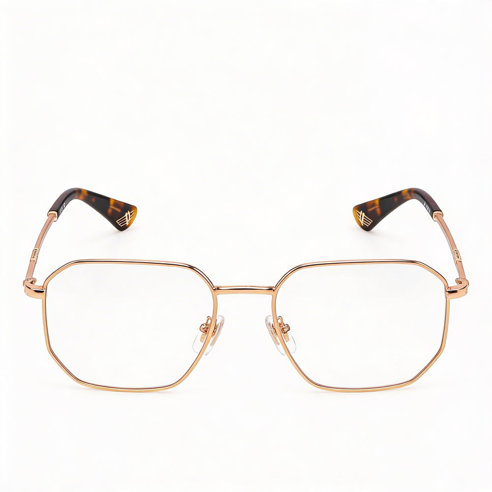 Police Modern Men's Metal Frame Eyeglasses Shiny Total Rose Gold 53mm Lens 18mm Bridge 145mm Temple