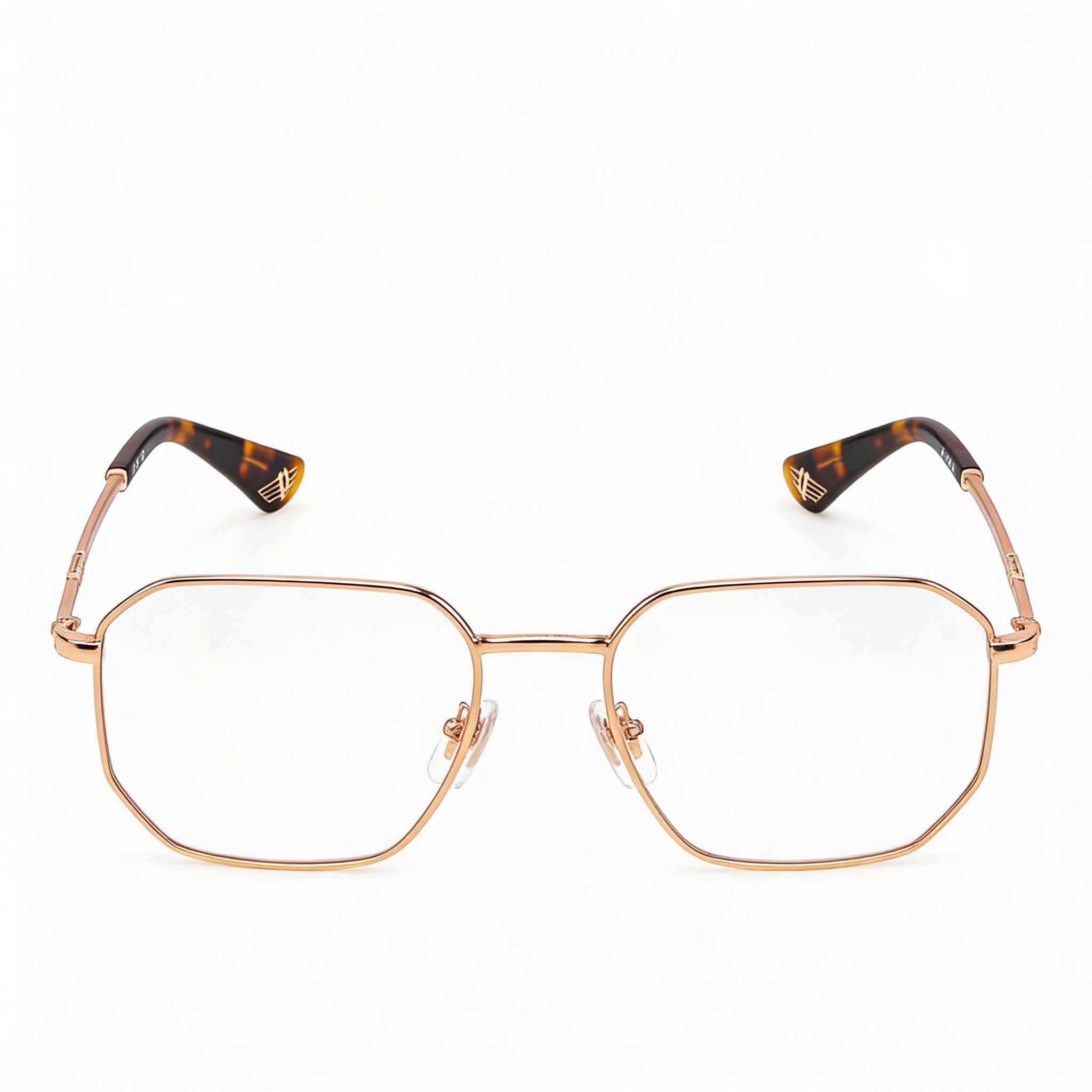 Gafas Police Modern para hombre con montura metálica en oro rosa brillante, lentes de 53 mm, puente de 18 mm y patillas de 145 mm., Photo 2