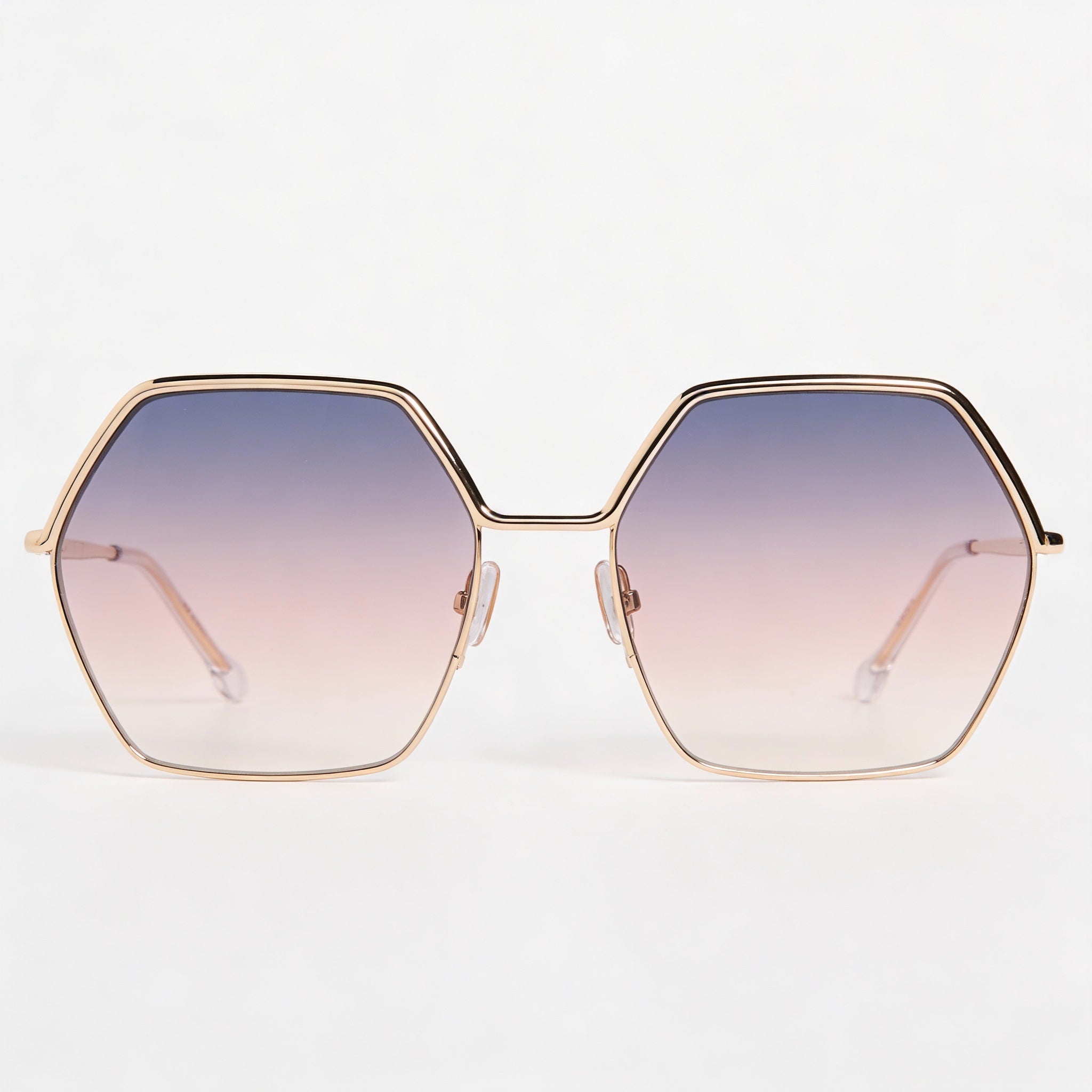 Gafas de sol Isabel Marant Thin Metal Edgy para mujer, de acero inoxidable, color oro rosa y gris, con protección UV y lentes moradas, 59 mm, Photo 2