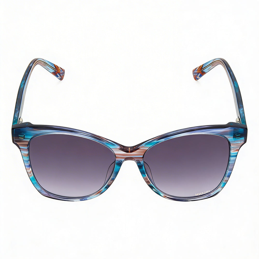 Missoni Women's Square Acetate Sunglasses Black Horn Frame Dark Grey Lenses 54mm Lens Width