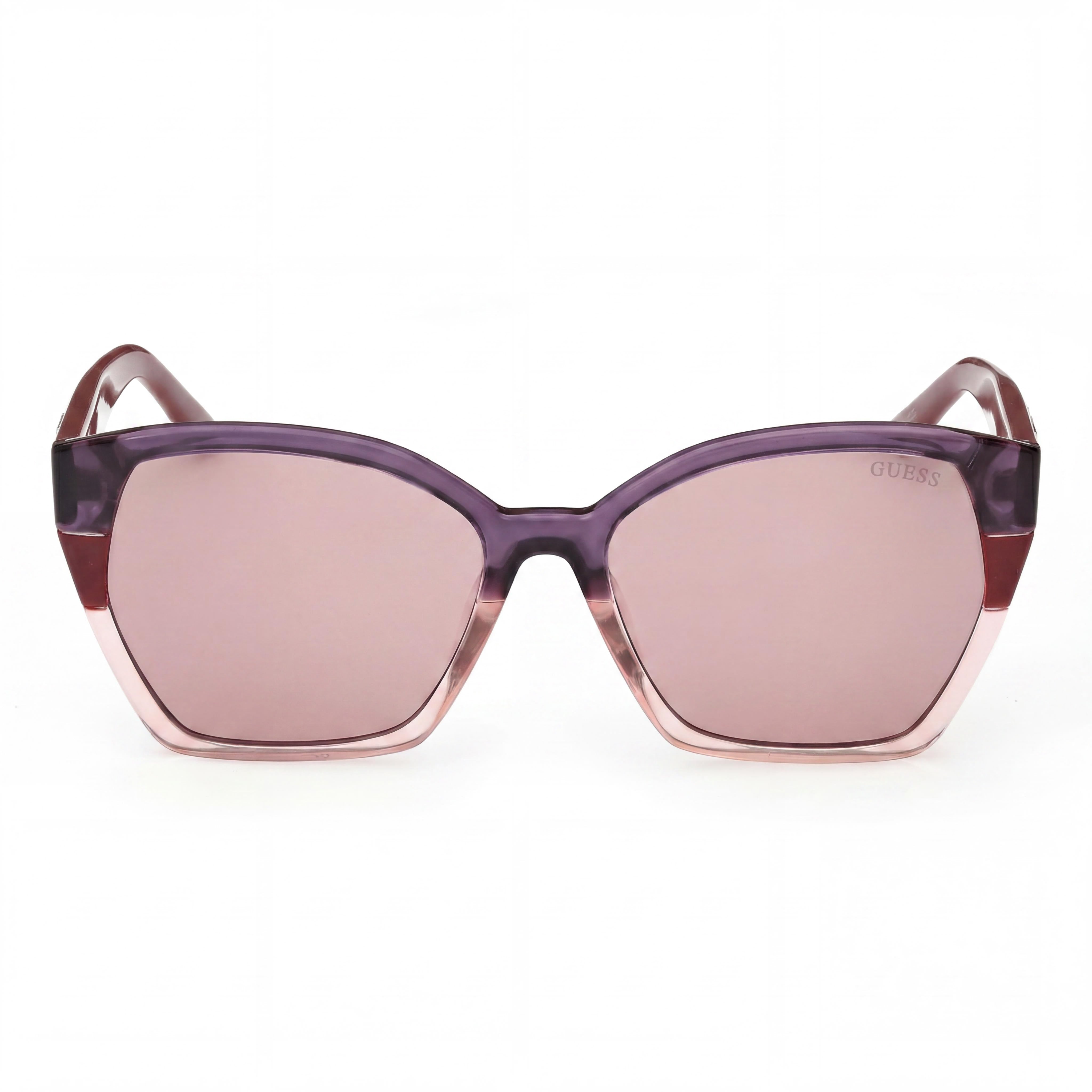 Gafas de Sol GUESS para Mujer con Protección 100% UV, Montura Compuesta Burdeos Multicolor, Lentes de Policarbonato Violeta de 55mm, Photo 2