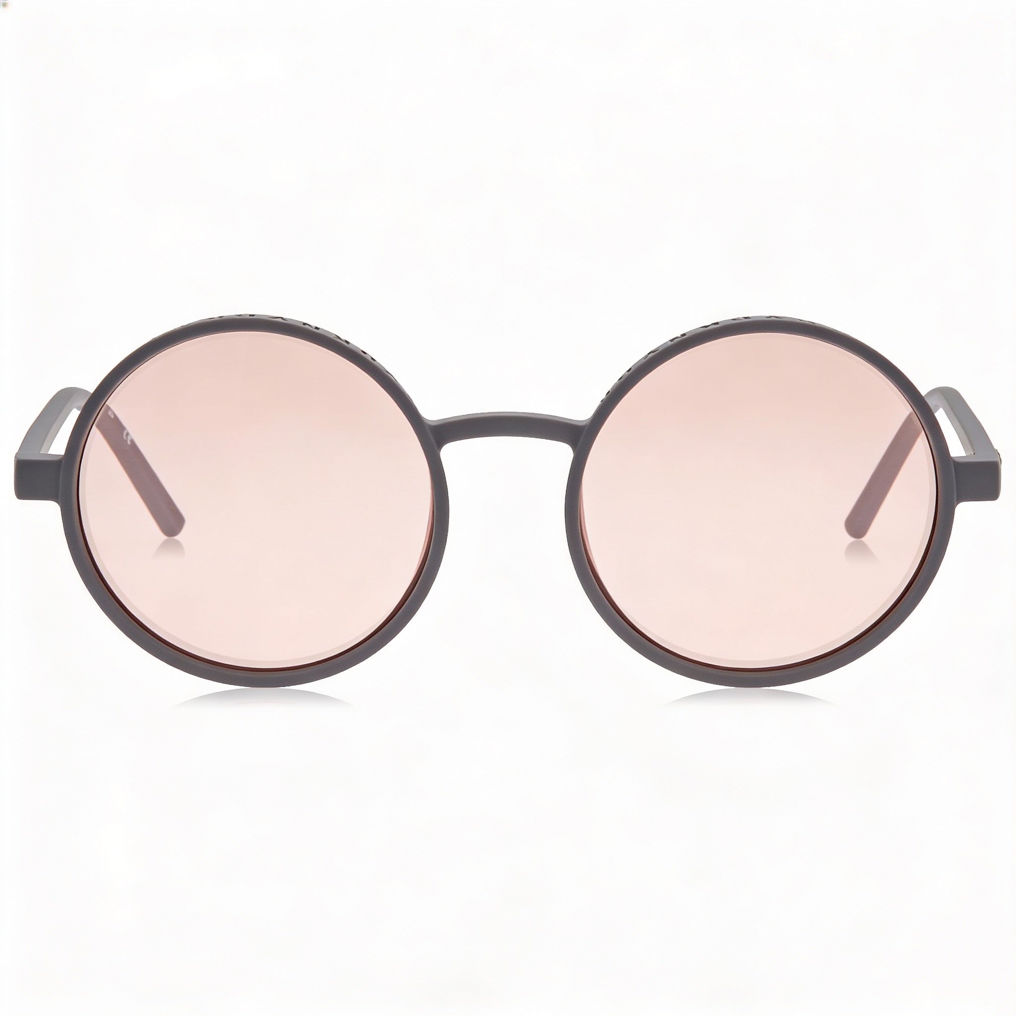 DKNY Classic Retro-Round Women's Grey Injected Frame Sunglasses with Blush Mirror Lenses 53mm UV Protection, Photo 2