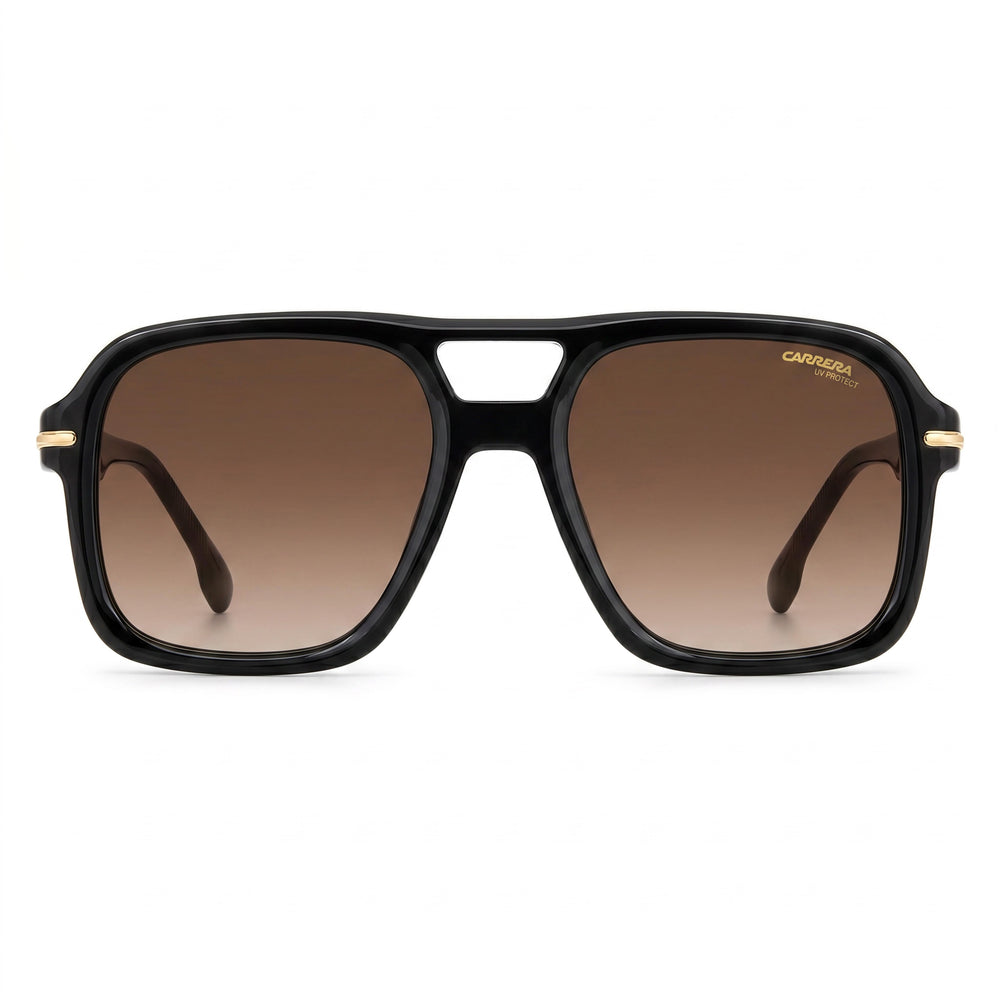 Gafas de sol Carrera 317/S para hombre, con montura de plástico negro y lentes marrones degradadas no polarizadas de 55 mm con protección UV