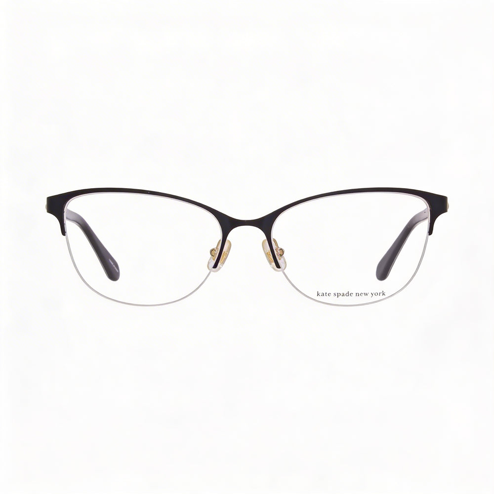 kate spade new york Adalina Women's Black Gold Alloy Steel Semi-Rim Cat Eye Eyeglasses 53mm