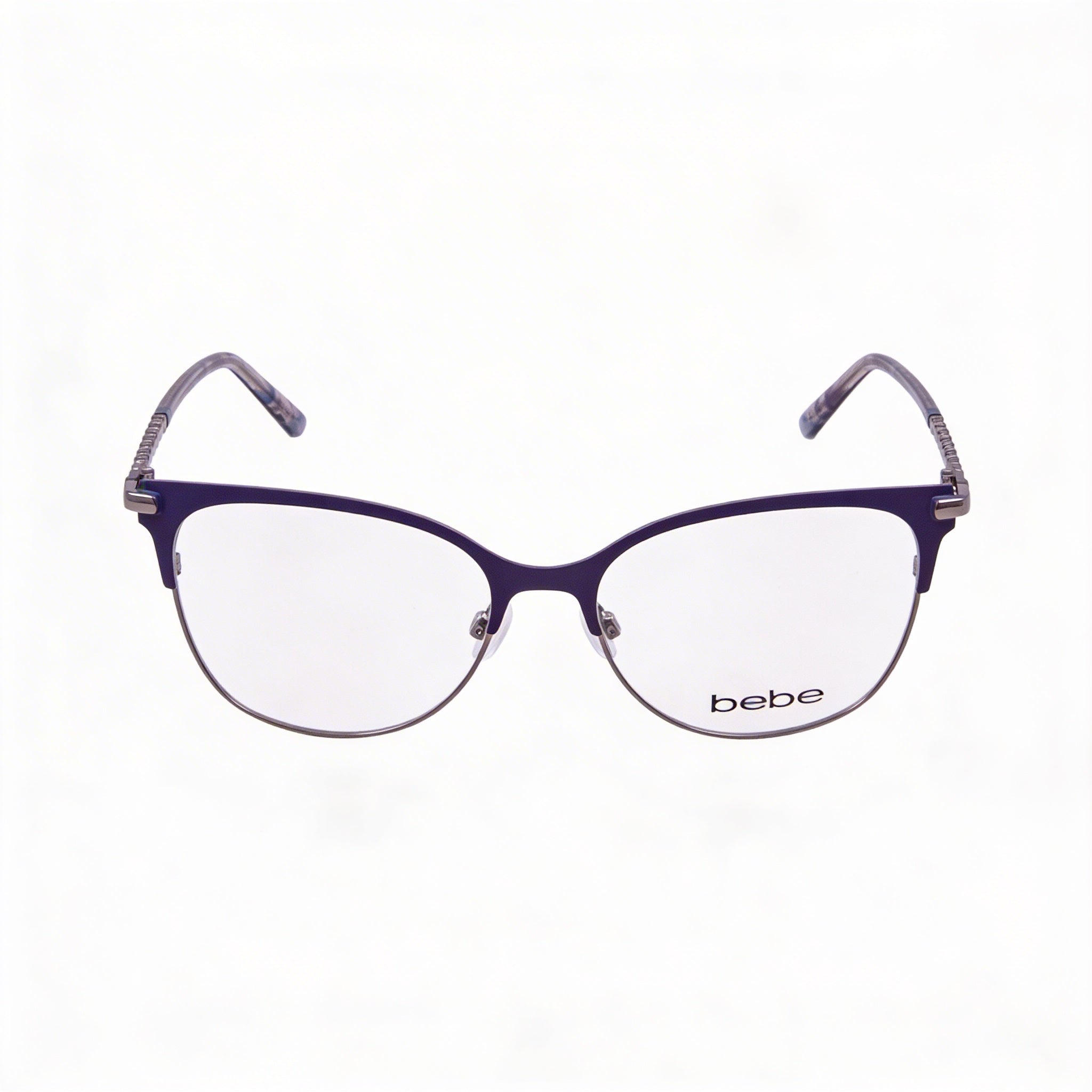 Gafas de mujer Bebe Bb5224 de montura completa metálicas estilo Cat Eye con lentes de demostración transparentes, color ciruela, 55-17-140mm, Photo 2