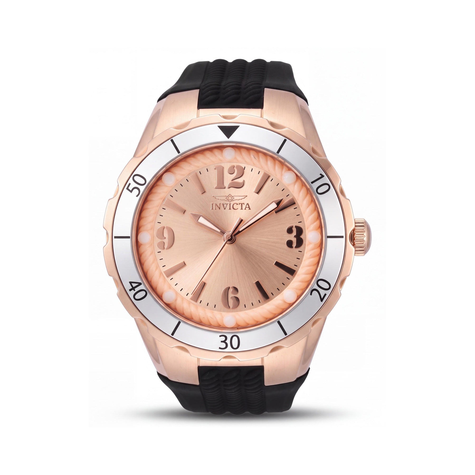 Invicta Angel 48854 Reloj Unisexo de Cuarzo de Acero Inoxidable Oro Rosa con Correa de Silicona, Resistente al Agua 100m, 38mm, Photo 1