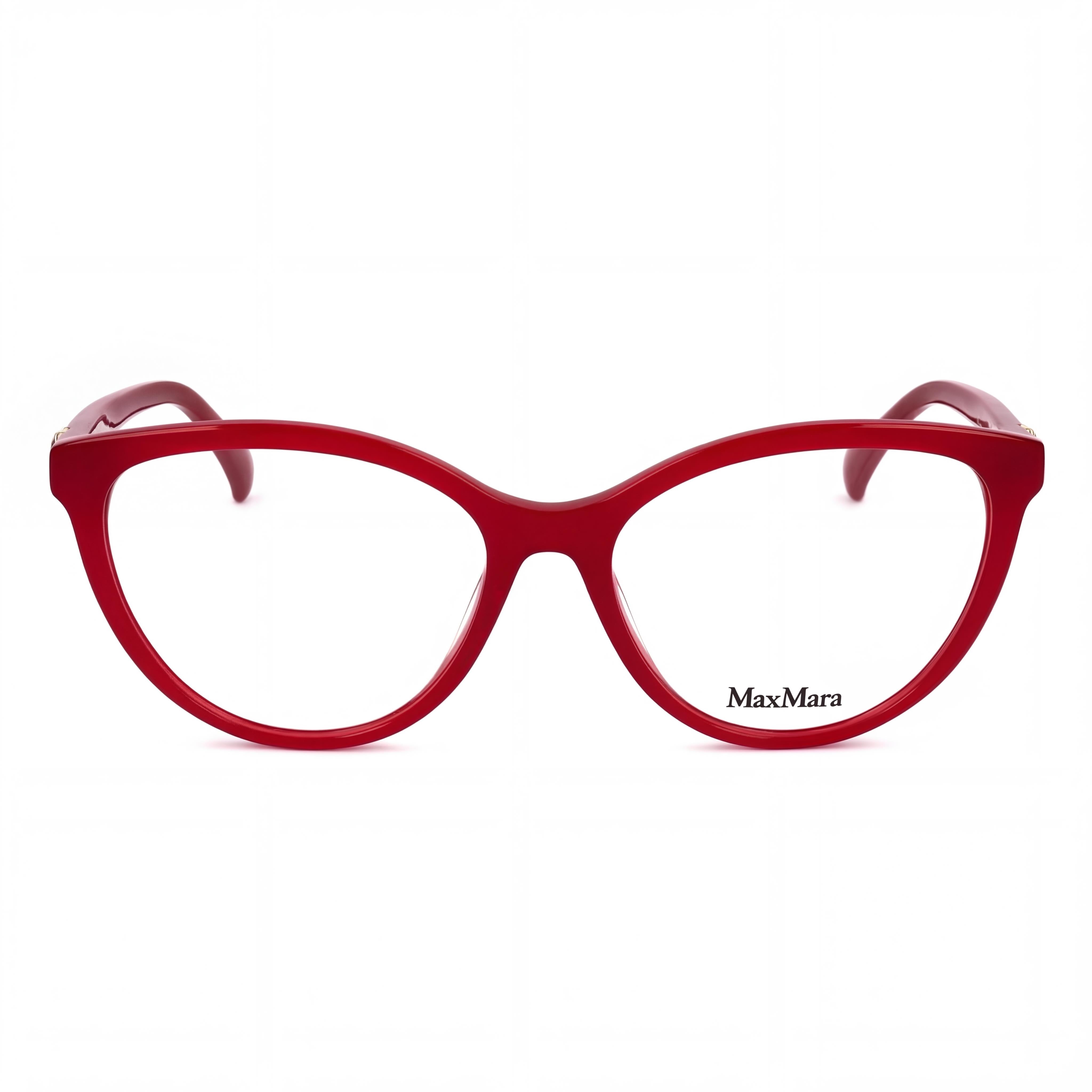 MaxMara Casual MM5024 Women's Acetate Frame Shiny Red Sunglasses with Transparent Lenses Size 54-16-140, Photo 2