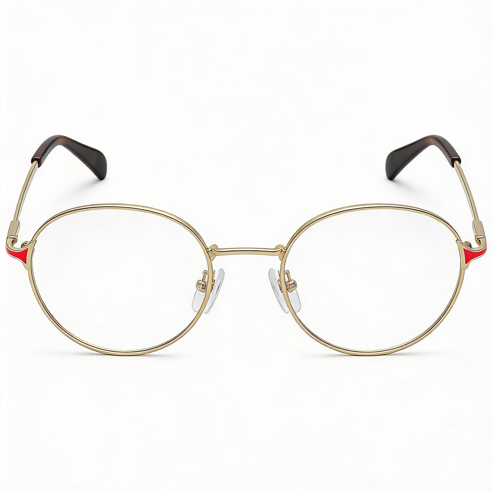 Tous classical Women's Rounded Stainless Steel Eyeglasses Shiny Rose Gold with Orange Transparent Lens 49mm