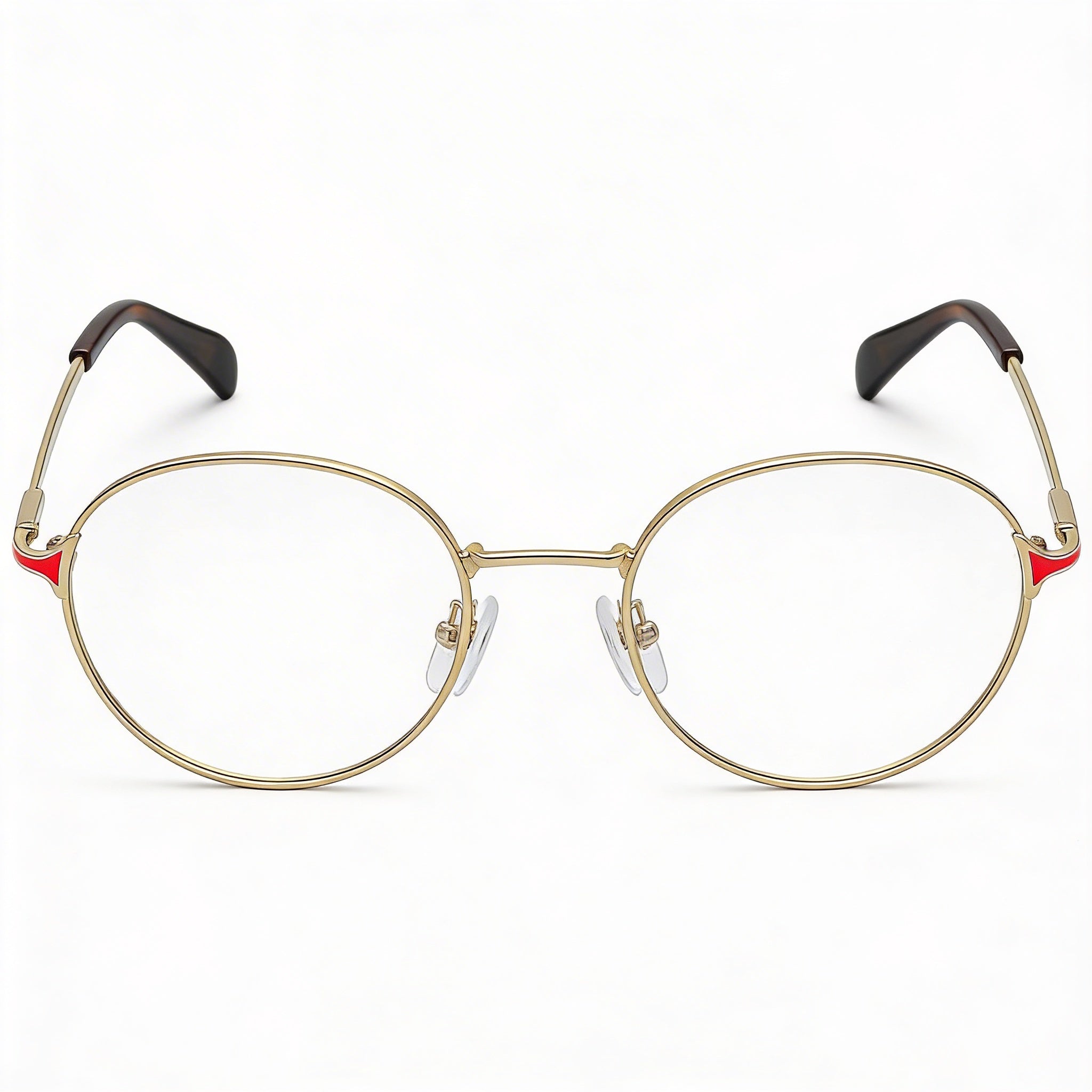 Tous classical Women's Rounded Stainless Steel Eyeglasses Shiny Rose Gold with Orange Transparent Lens 49mm, Photo 1