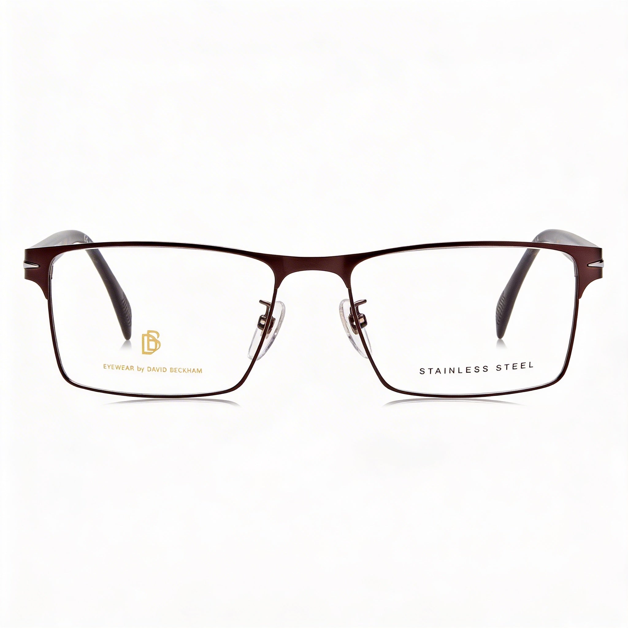 David Beckham DB 7015 Unisex Stainless Steel Full-Rim Rectangular Eyeglasses Matte Brown 56mm, Photo 2