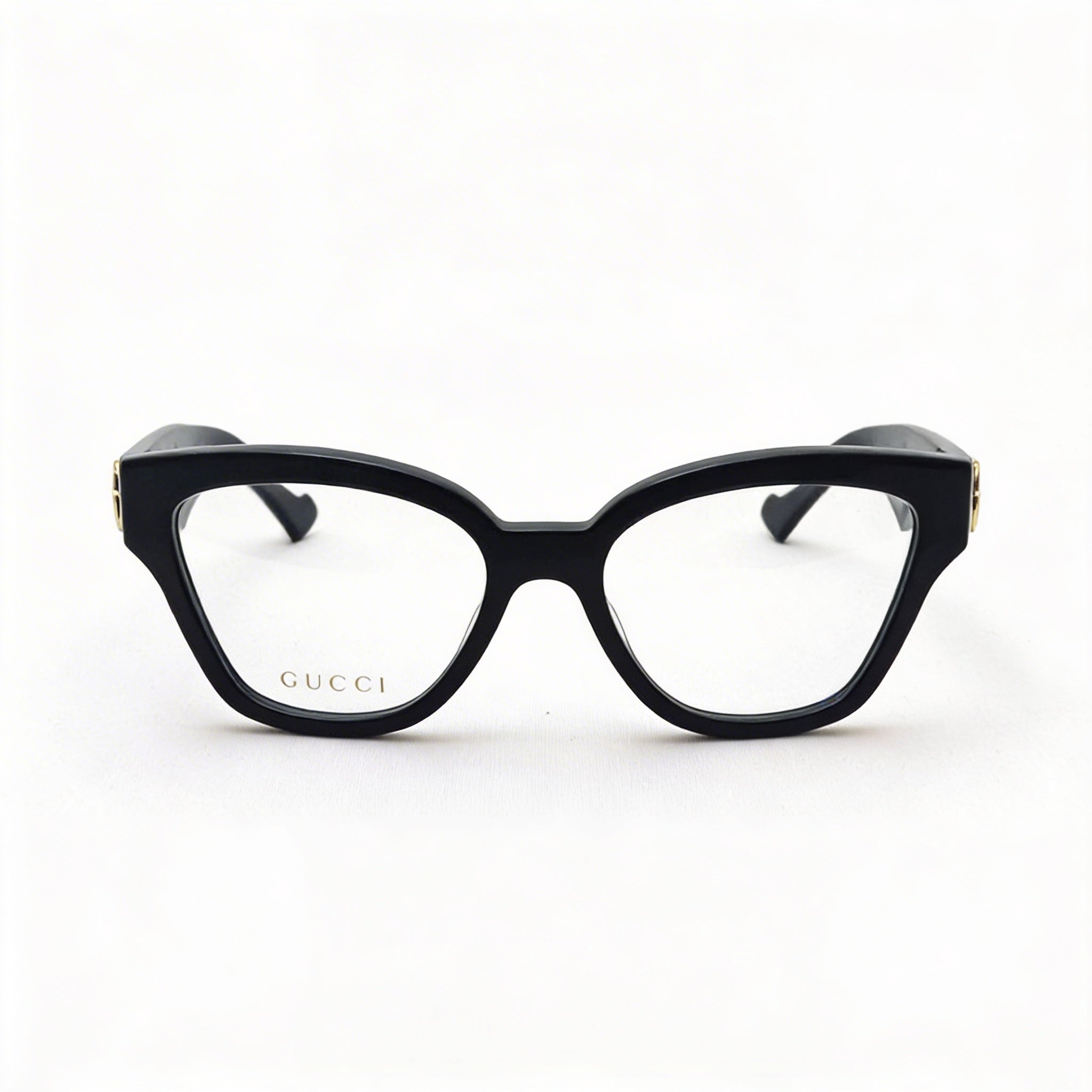 Gucci GG1424O 005 Montura completa ojo de gato para mujer, acetato reciclado negro y dorado, ancho de lente: 54 mm, Photo 2