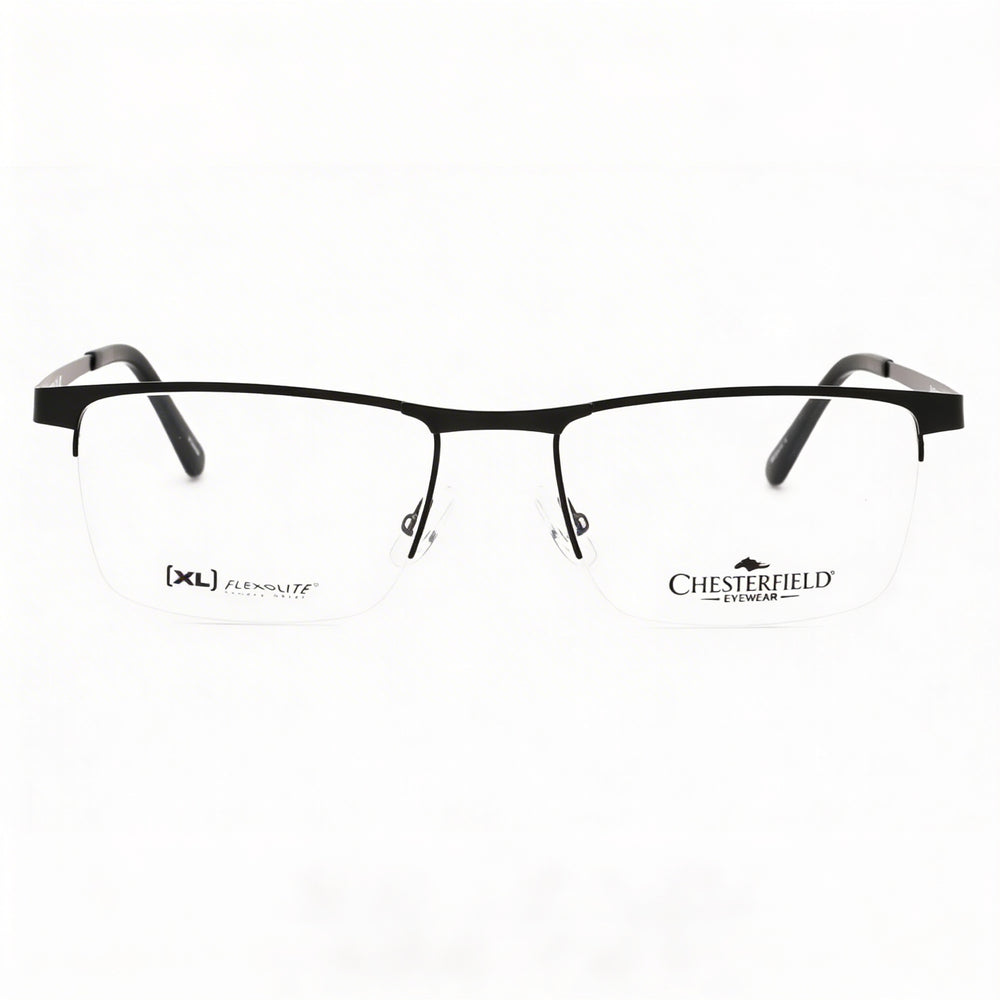 Gafas Chesterfield para hombre Ch 113xl con montura de metal negro y lentes transparentes de policarbonato, talla 55-19-150