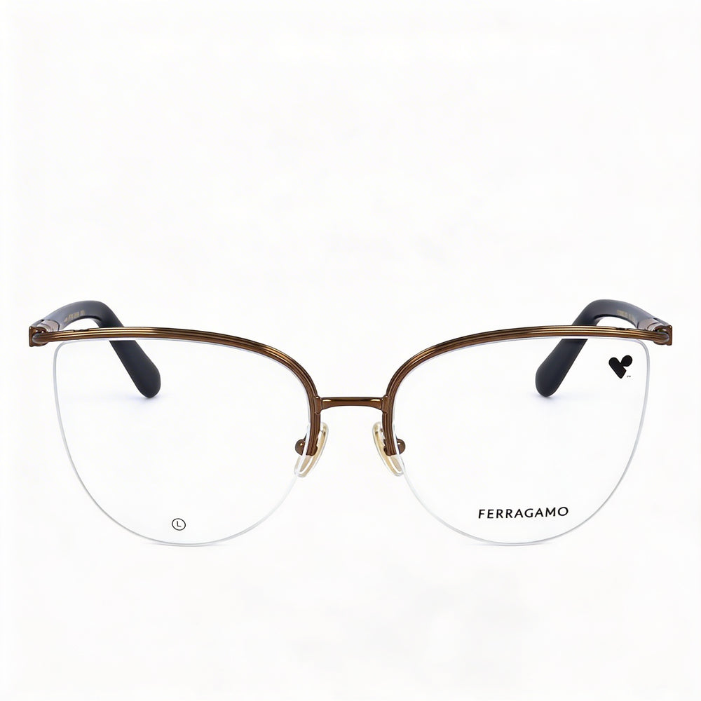 Ferragamo Sf2227 Women's Metal Frame Optical Eyeglasses with Amber Gold Finish 56mm