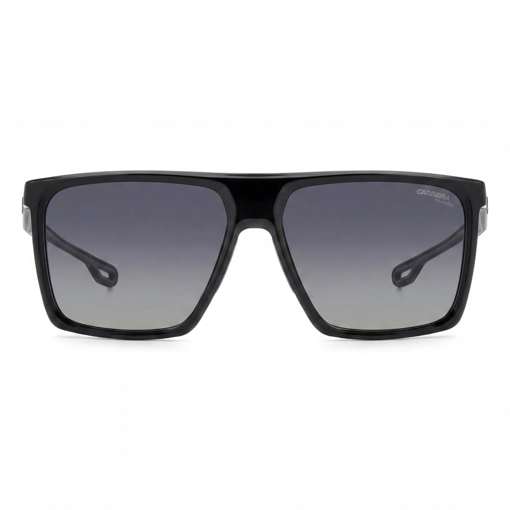 Gafas de sol Carrera modernas para hombre con montura de poliamida ecológica gris y negra sombreada y lentes de policarbonato de 58 mm