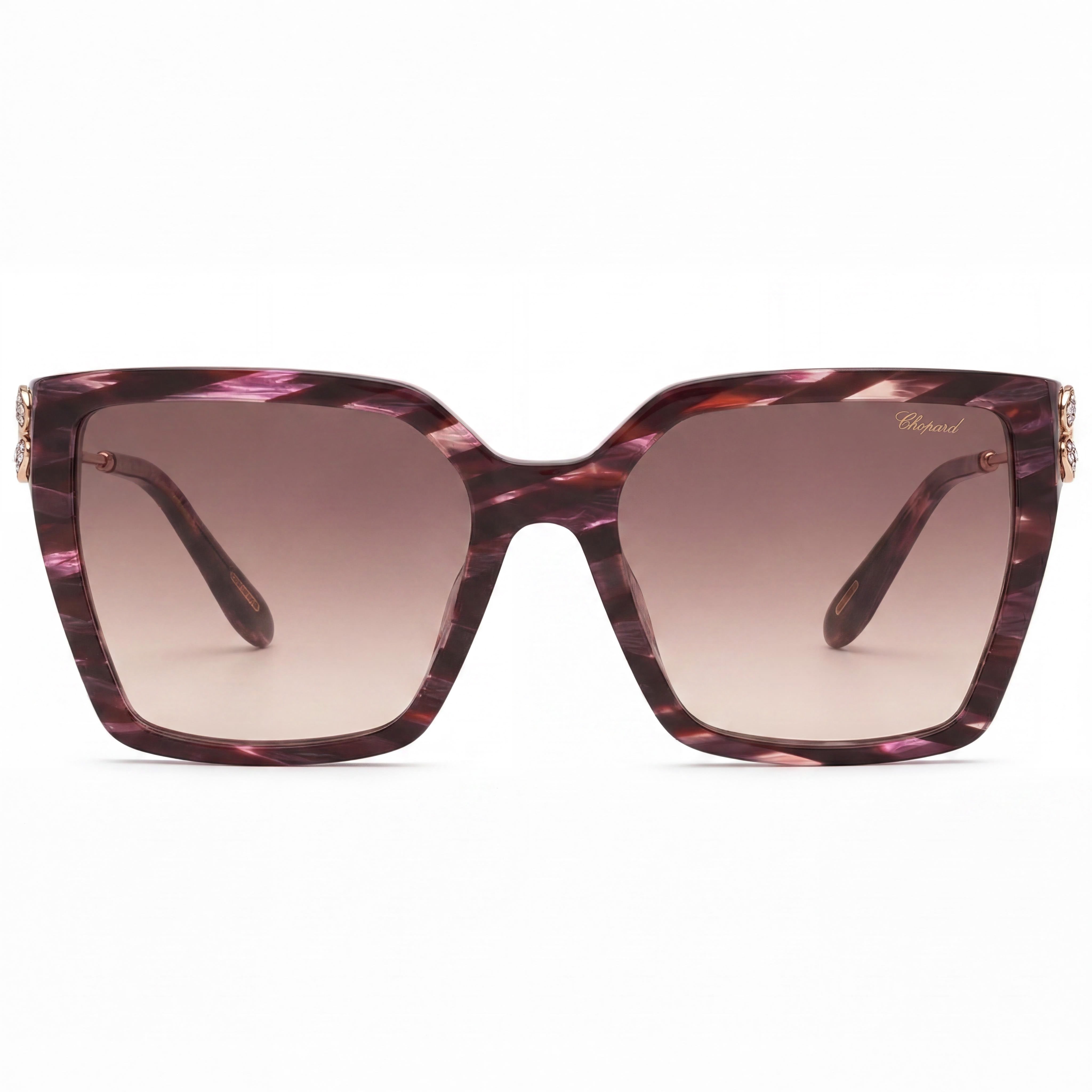 Chopard Casual Women's Striped Bordeaux Frame Cellulose Acetate Brown Gradient UV Sunglasses 56-18-135, Photo 2