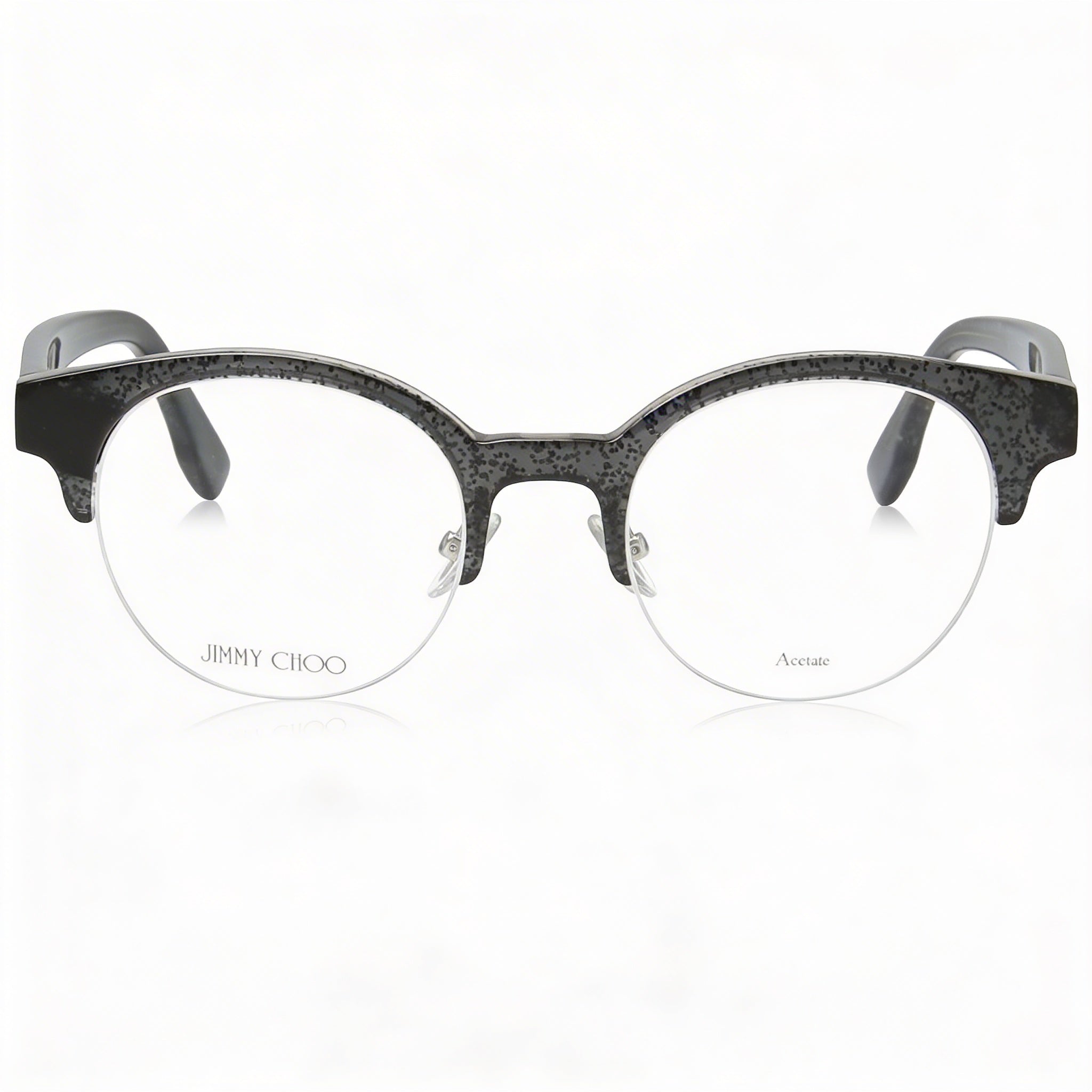 Jimmy Choo JC60 Women's Black Glitter Plastic Semi-Rimless Eyeglasses (47-15-135), Photo 2