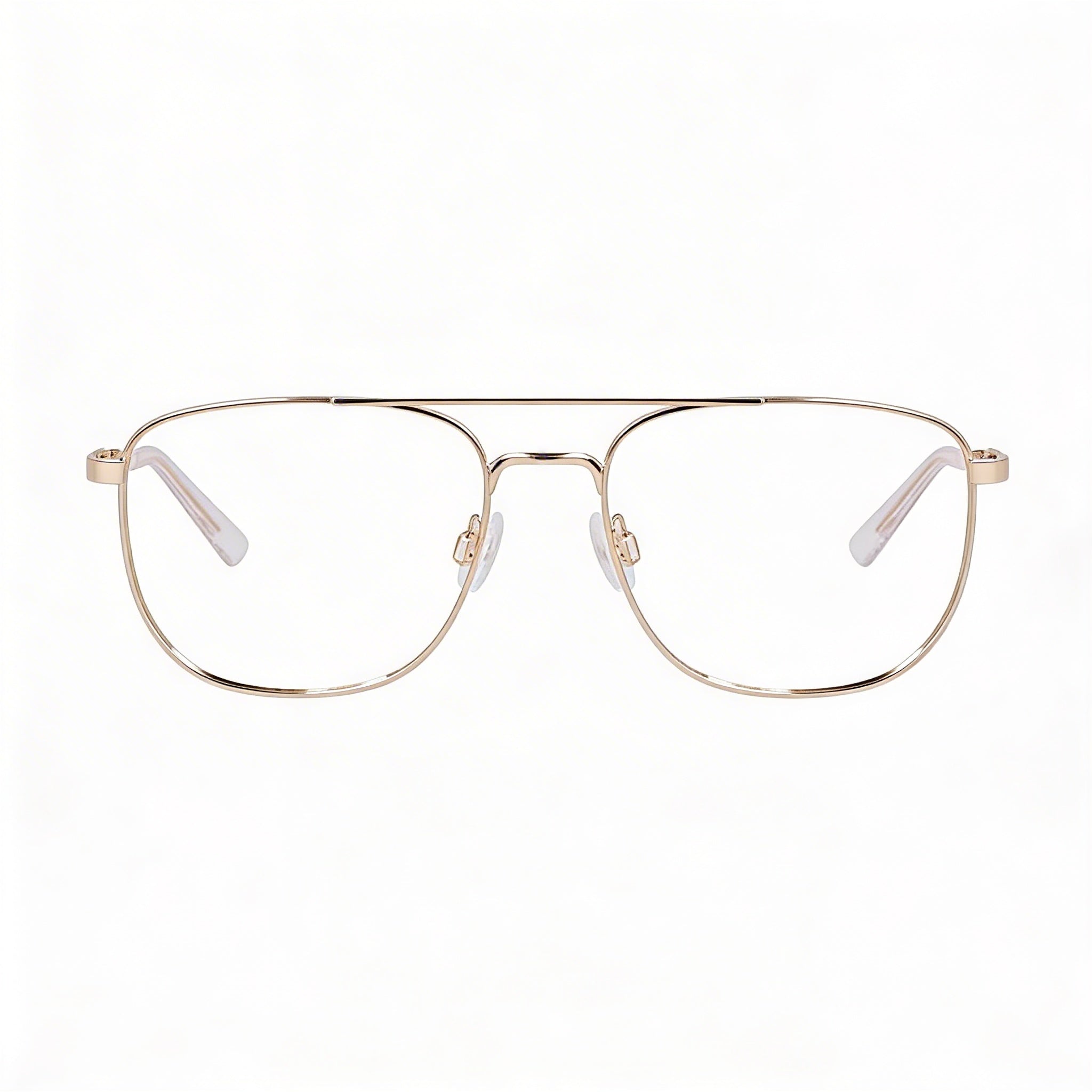 Gafas Flexon Casual para hombre con montura metálica dorada y lentes de plástico transparentes no polarizadas 55-17-145, Photo 2