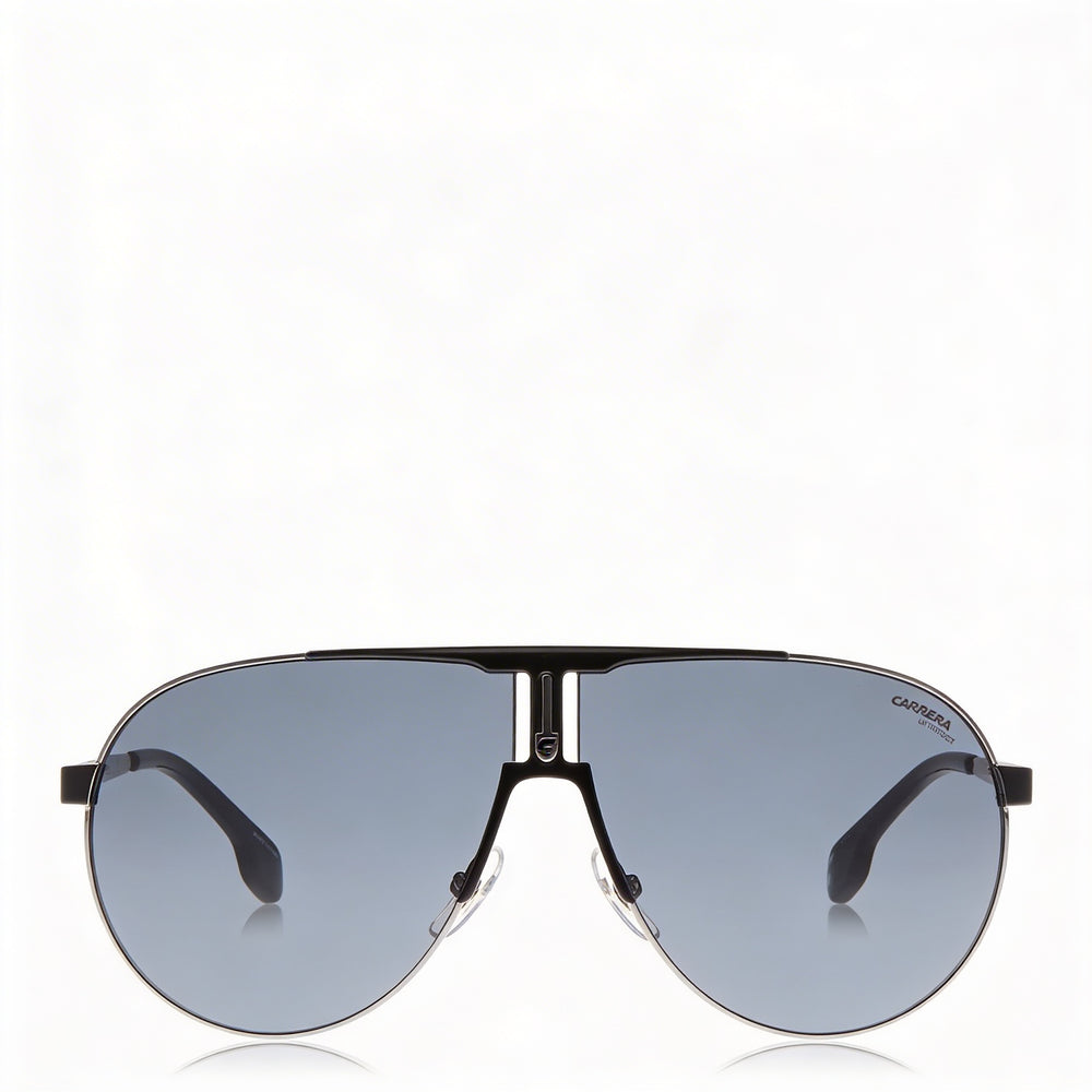 Carrera Ca1005/S Unisex Stainless Steel Ruthenium Black Matte Black Gradient Gray Blue Pilot UV Sunglasses 66mm