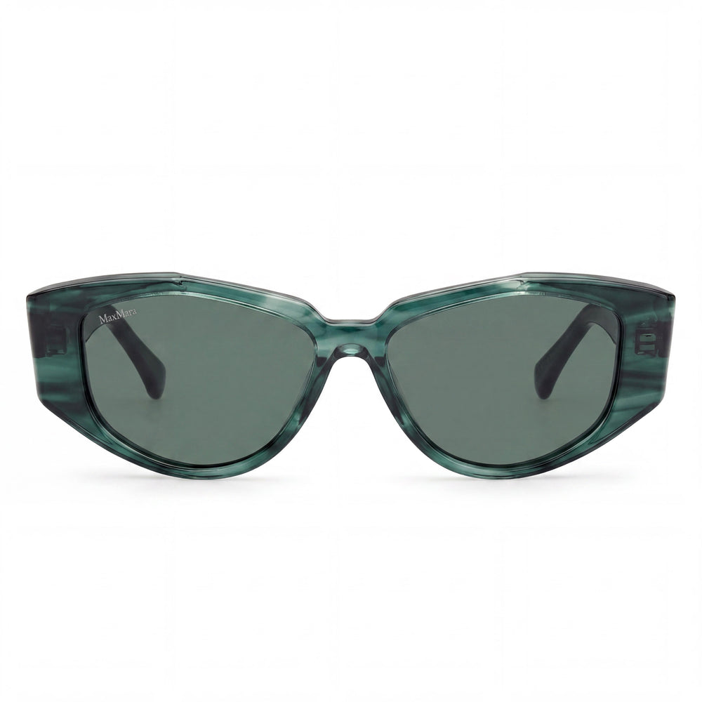 Gafas de sol informales MaxMara para mujer con montura de acetato verde oscuro, lentes verdes y protección UV 400 de 52 mm