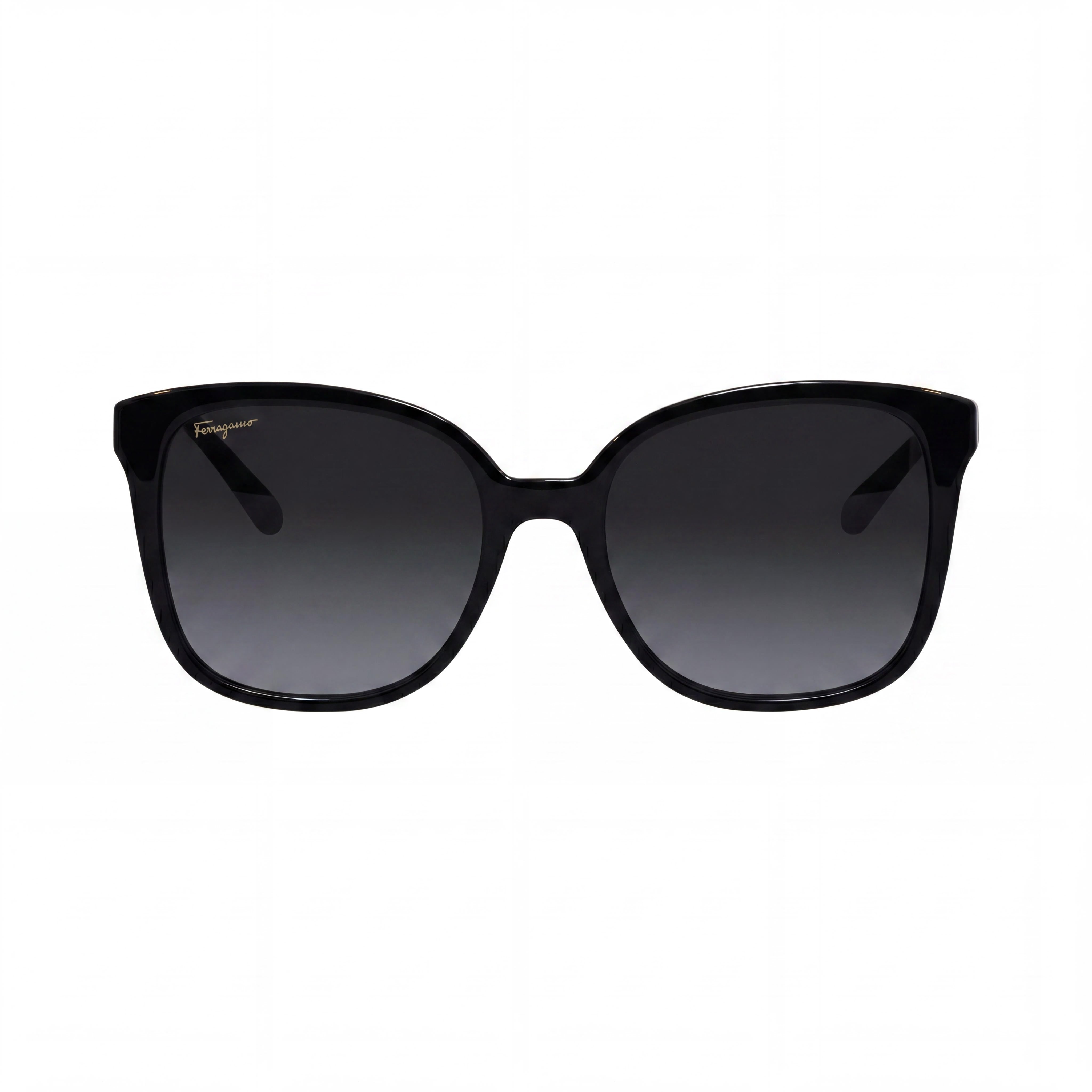 Salvatore Ferragamo Classic Women's Black Plastic Square Sunglasses 56mm Grey Gradient Non-Polarized 100% UV Protection, Photo 2