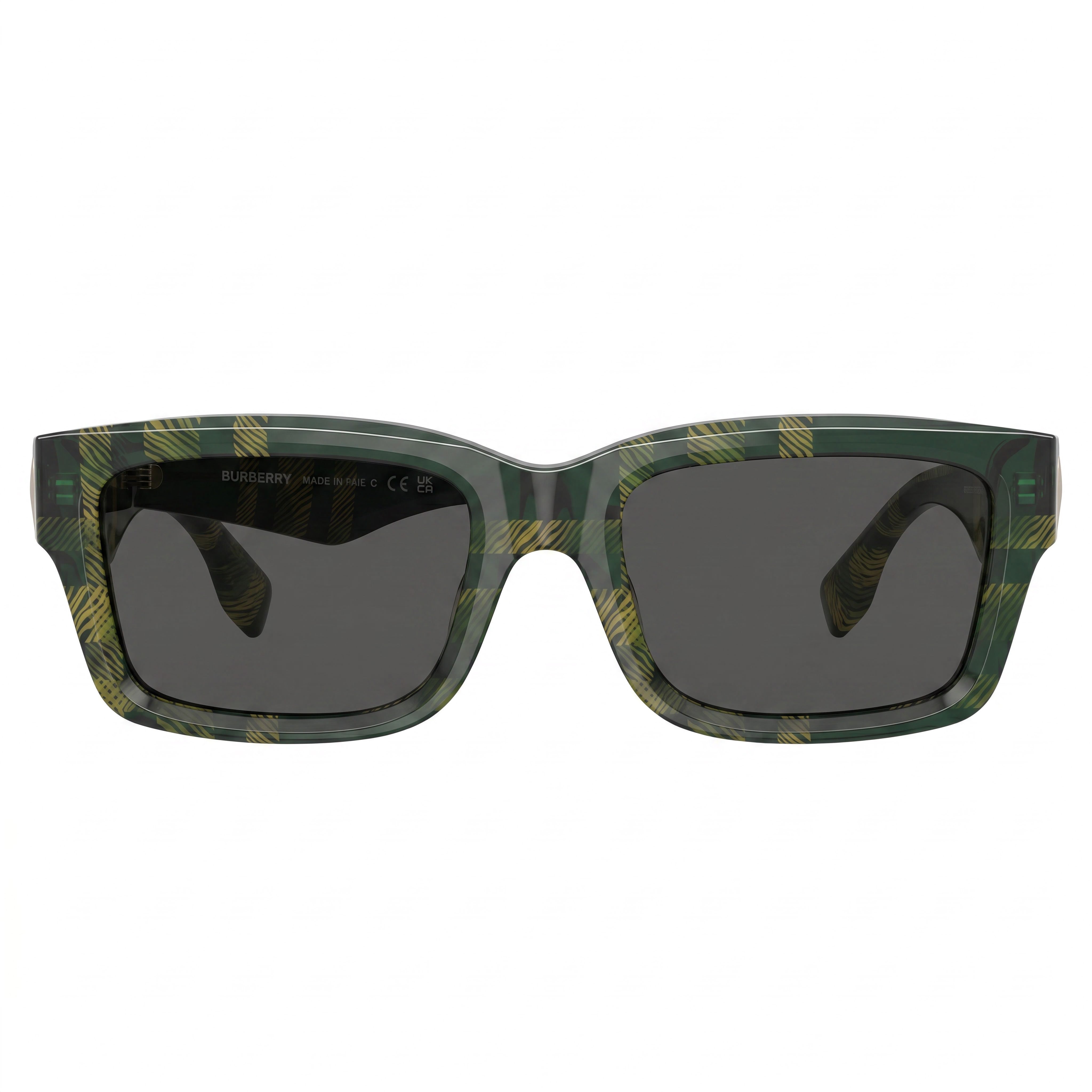 BURBERRY Gafas de Sol de Acetato Clásico para Mujer Cuadros Verde Montura Gris Oscuro Lente Gris Oscuro 55mm, Photo 2