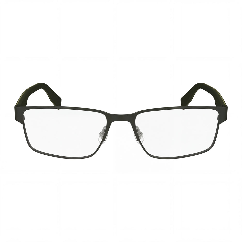 Montura de gafas oftálmicas casuales para hombre Lacoste en color caqui mate con lentes de plástico transparentes de 54 mm
