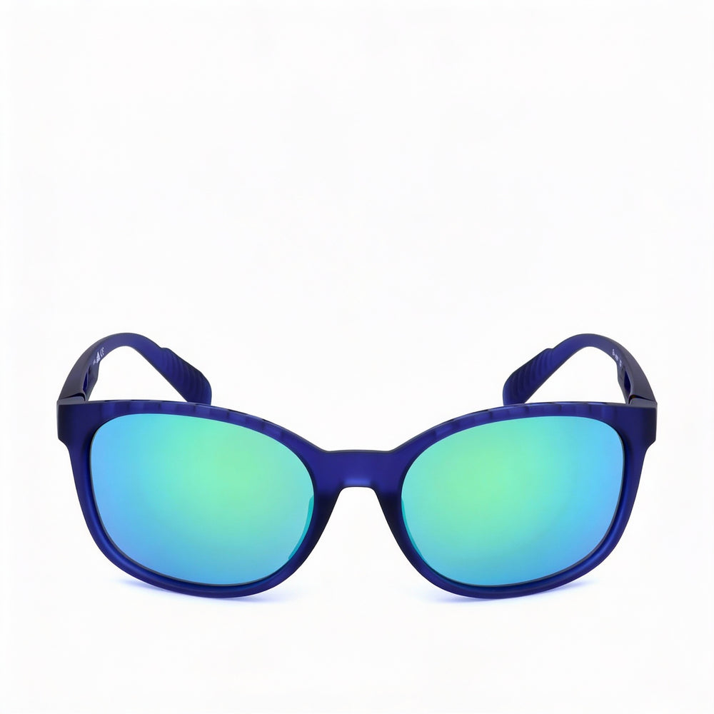 Gafas de sol unisex adidas Modern de plástico con montura azul mate y lentes ahumadas, protección UV, 58 mm