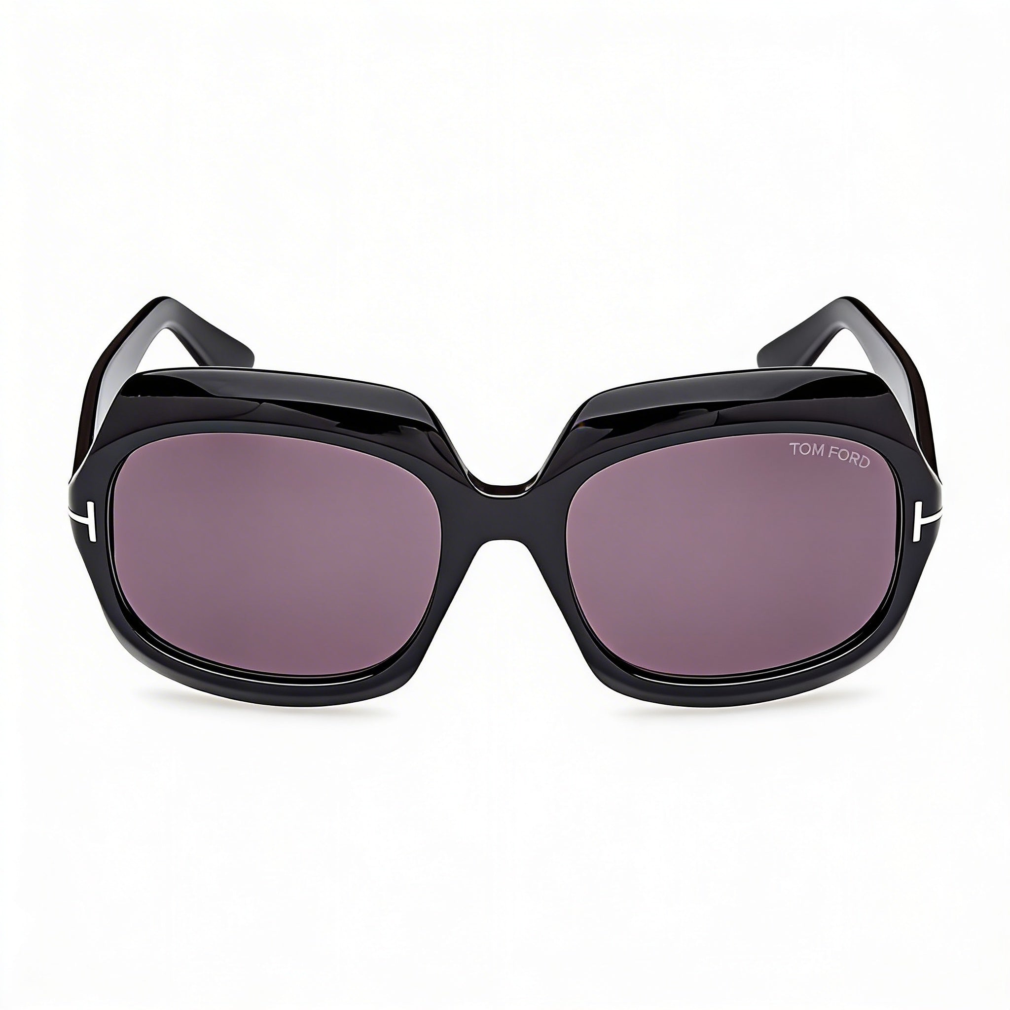 Gafas de sol unisex Tom Ford REN FT1155 de acetato negro brillante, lentes no polarizadas en negro ahumado morado, protección UV, 60 mm, Photo 2
