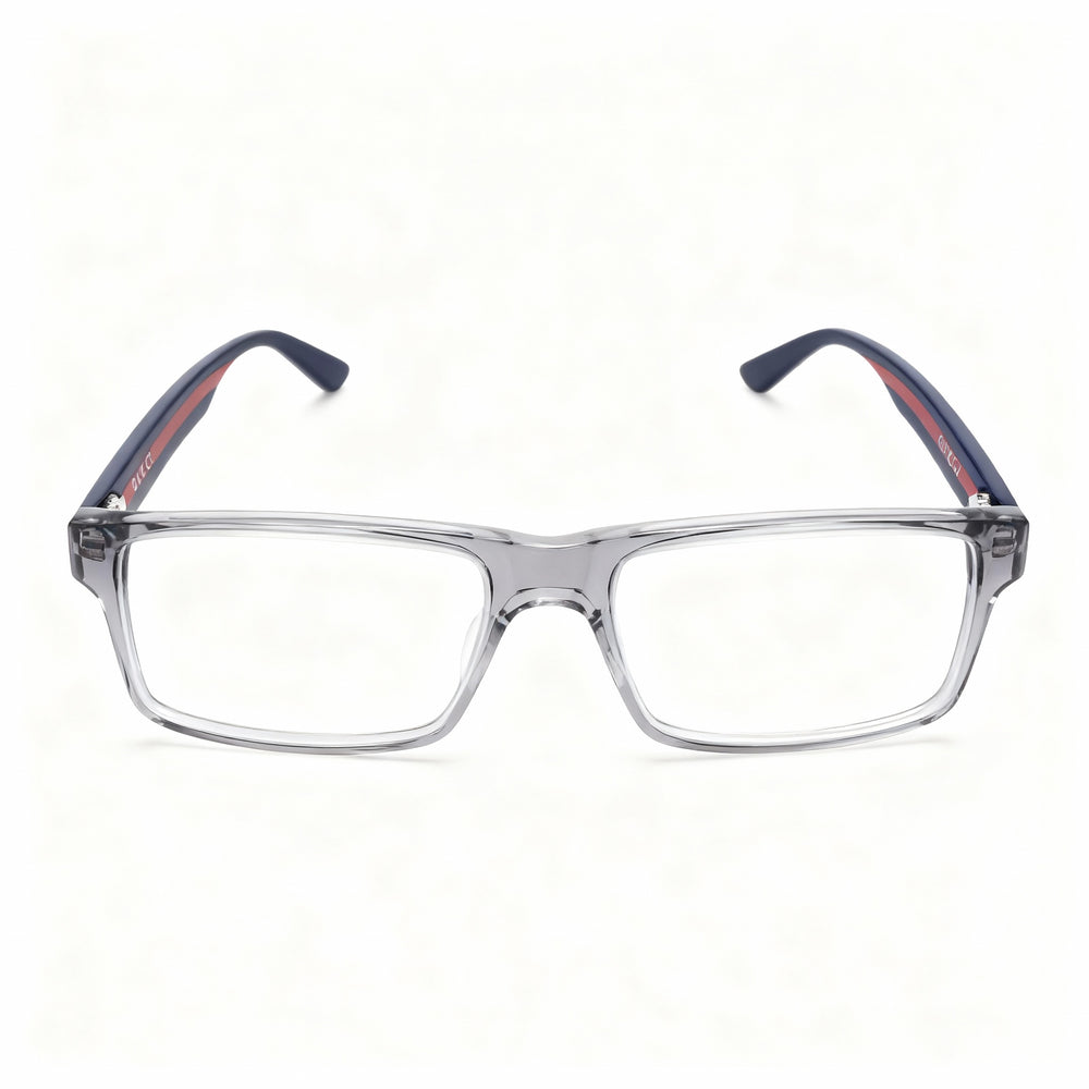 Gucci Web GG0752O Men's Prescription Ready Transparent Grey Blue Acetate Full Rim Eyeglasses 56-16-150