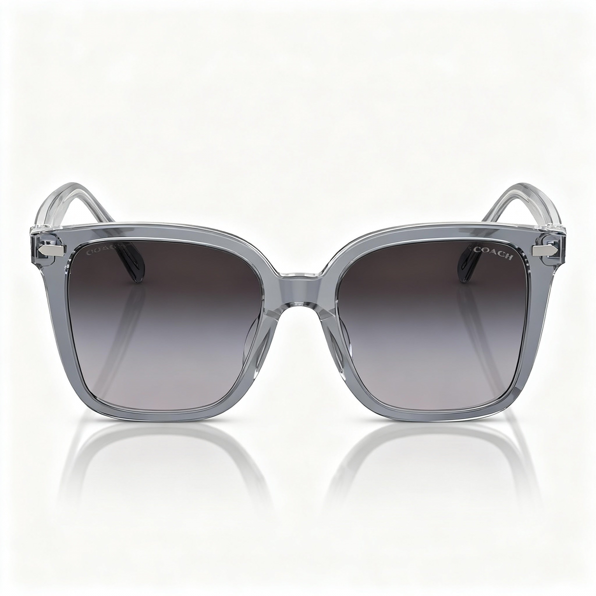 Coach Hc8381u Universal Fit Women's Oversized Square Plastic Sunglasses, Dark Grey Light Grey Gradient, 54mm