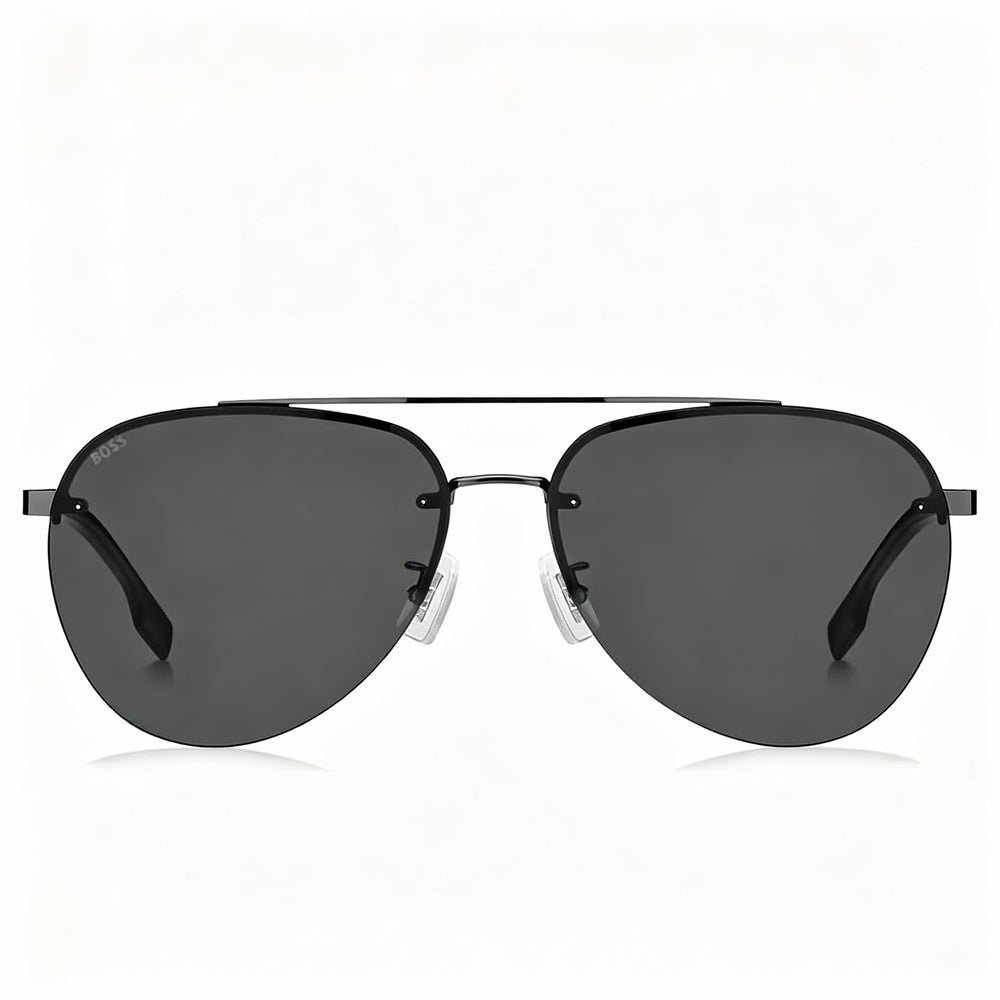 Gafas de sol unisex modernas HUGO BOSS de policarbonato, sin polarizar, con montura metálica y protección UV, color negro, 62 mm