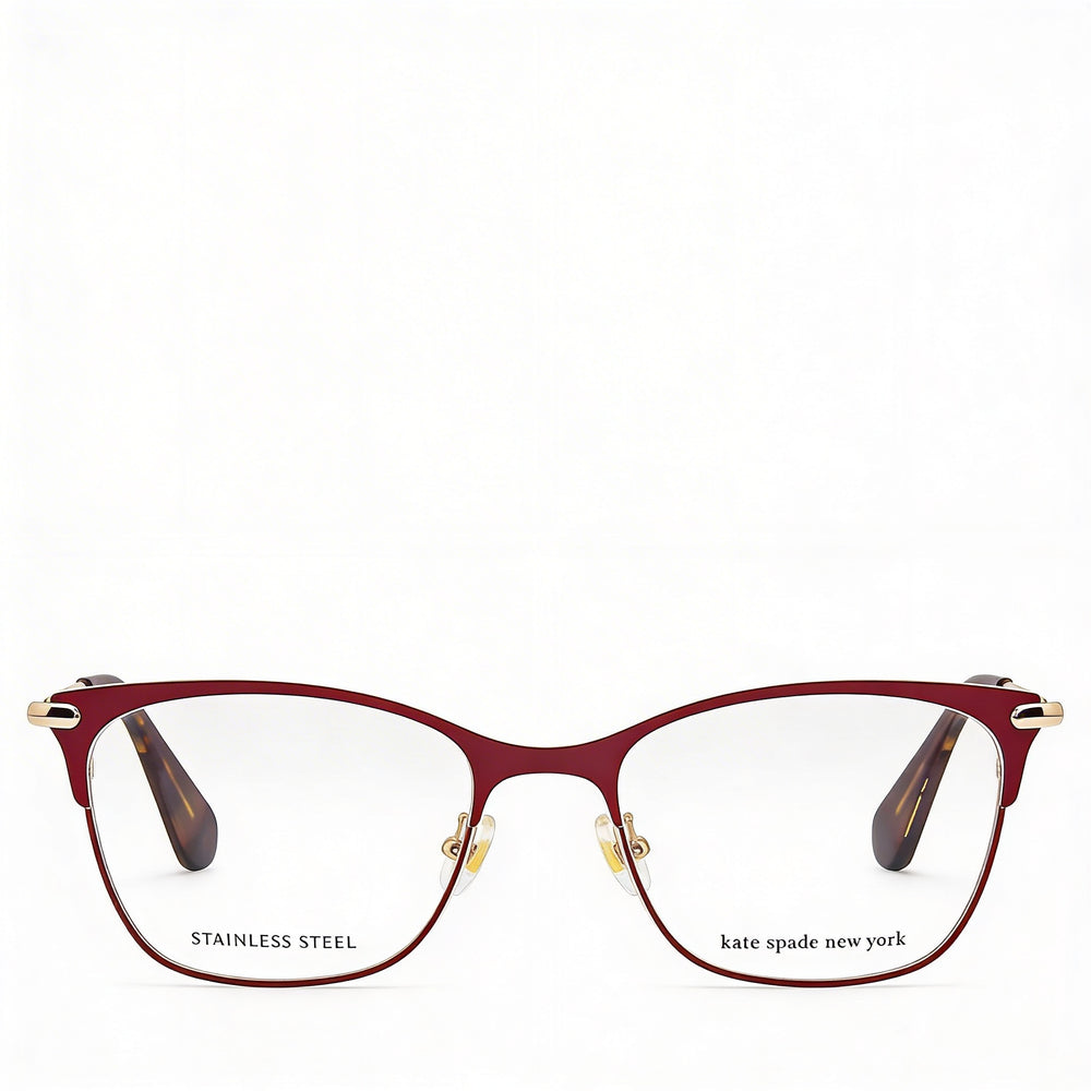 Gafas Kate Spade New York rectangulares de metal burdeos para mujer con lentes de policarbonato (50-17-140 mm)