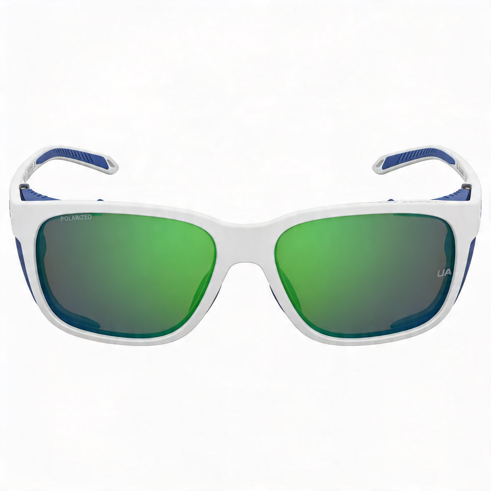 Under Armour Outdoor Gafas de Sol para Mujer, Blancas, Azules y Verdes, Montura de Poliamida, Polarizadas, Protección UV, 58 mm