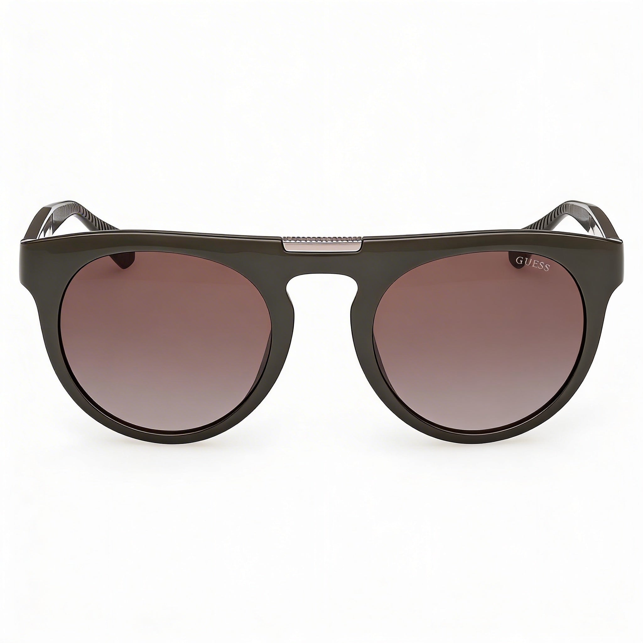 Gafas de sol de aviador de plástico Guess Maverick, para hombre, montura verde oscuro brillante, lentes marrones degradadas 52-22-140, Photo 2