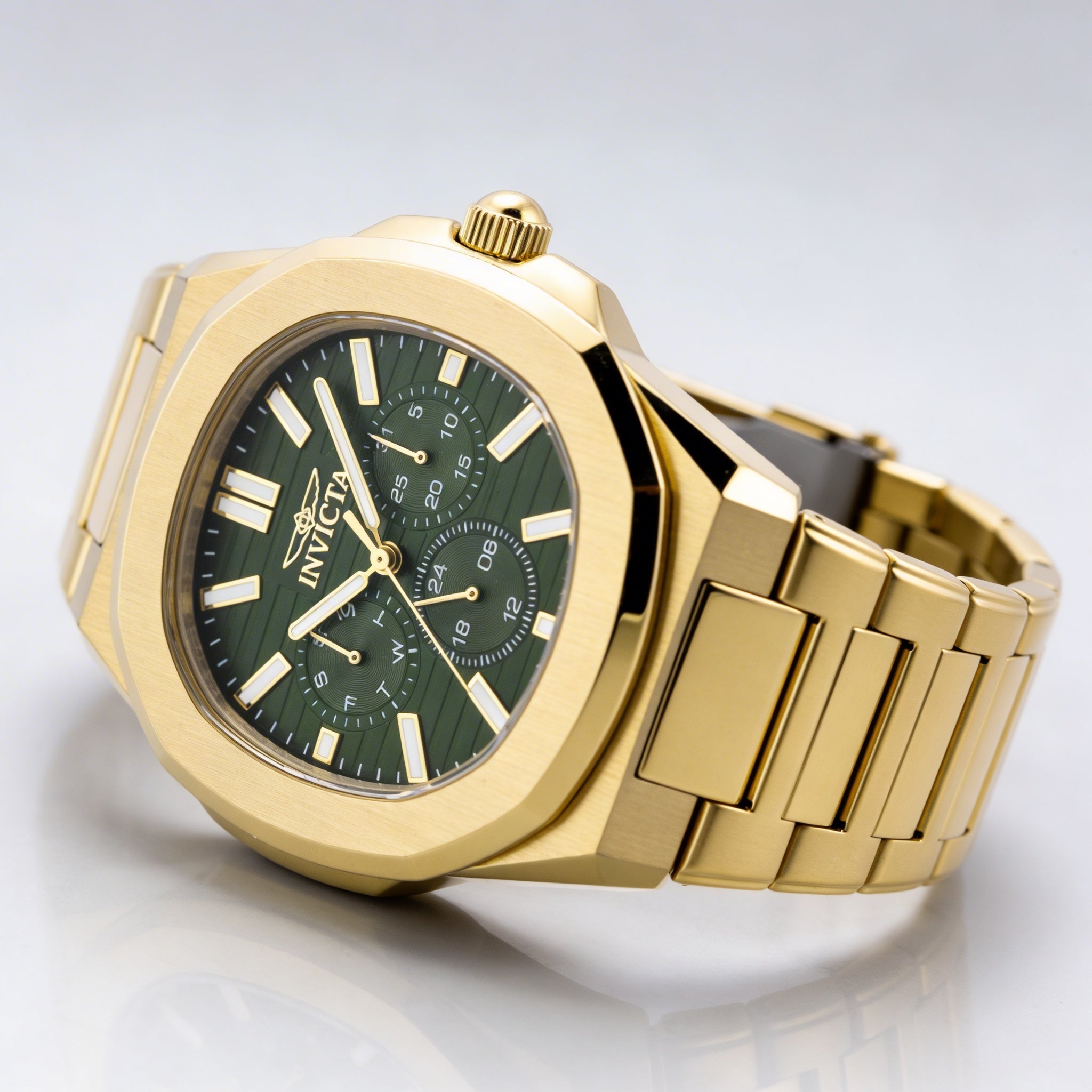 Reloj Invicta Speedway 48523 unisex de acero inoxidable dorado con cronógrafo y esfera verde, 41 mm, Photo 2