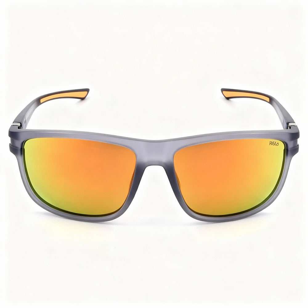 Gafas de sol polarizadas Fila SFI302 para hombre, moldeadas por inyección en gris transparente, multicapa verde naranja, 57-16-140