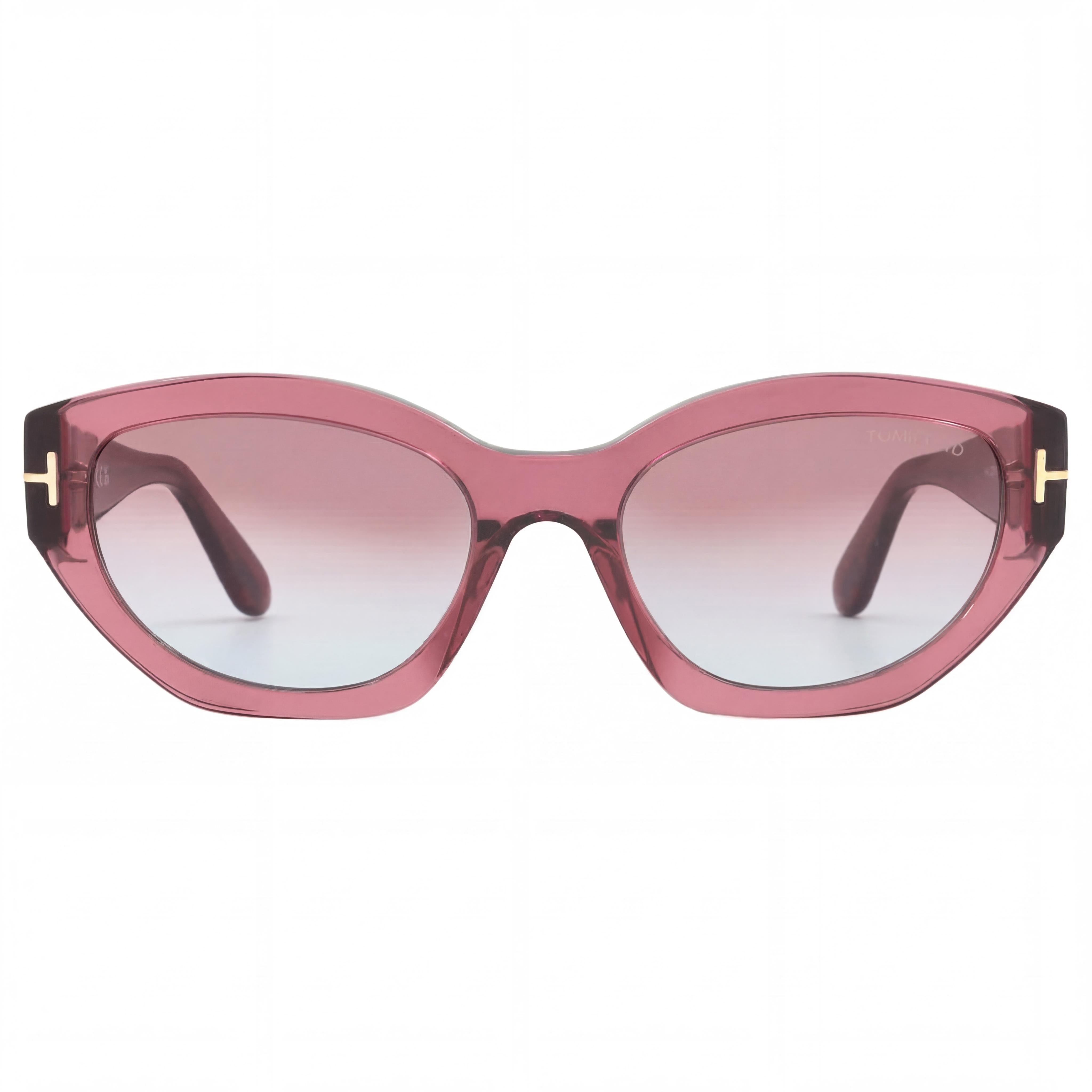 Tom Ford Penny FT1086 Women's Cat Eye Transparent Pink Plastic Frame Pink Gradient 100% UV Protection Sunglasses 55mm, Photo 2