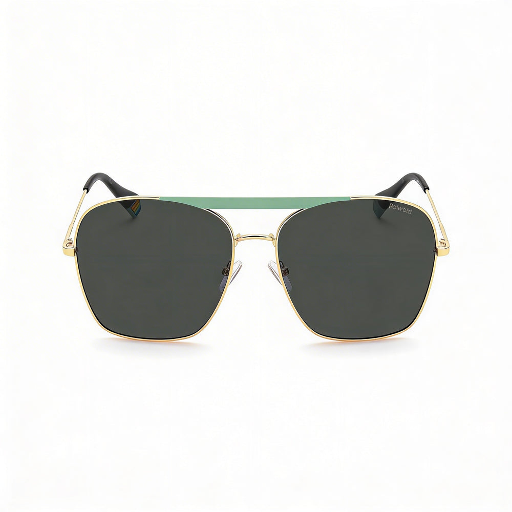 Polaroid Modern Women's Matte Aqua Gold Stainless Steel Polarized Grey UV Protection Sunglasses 59-16-145