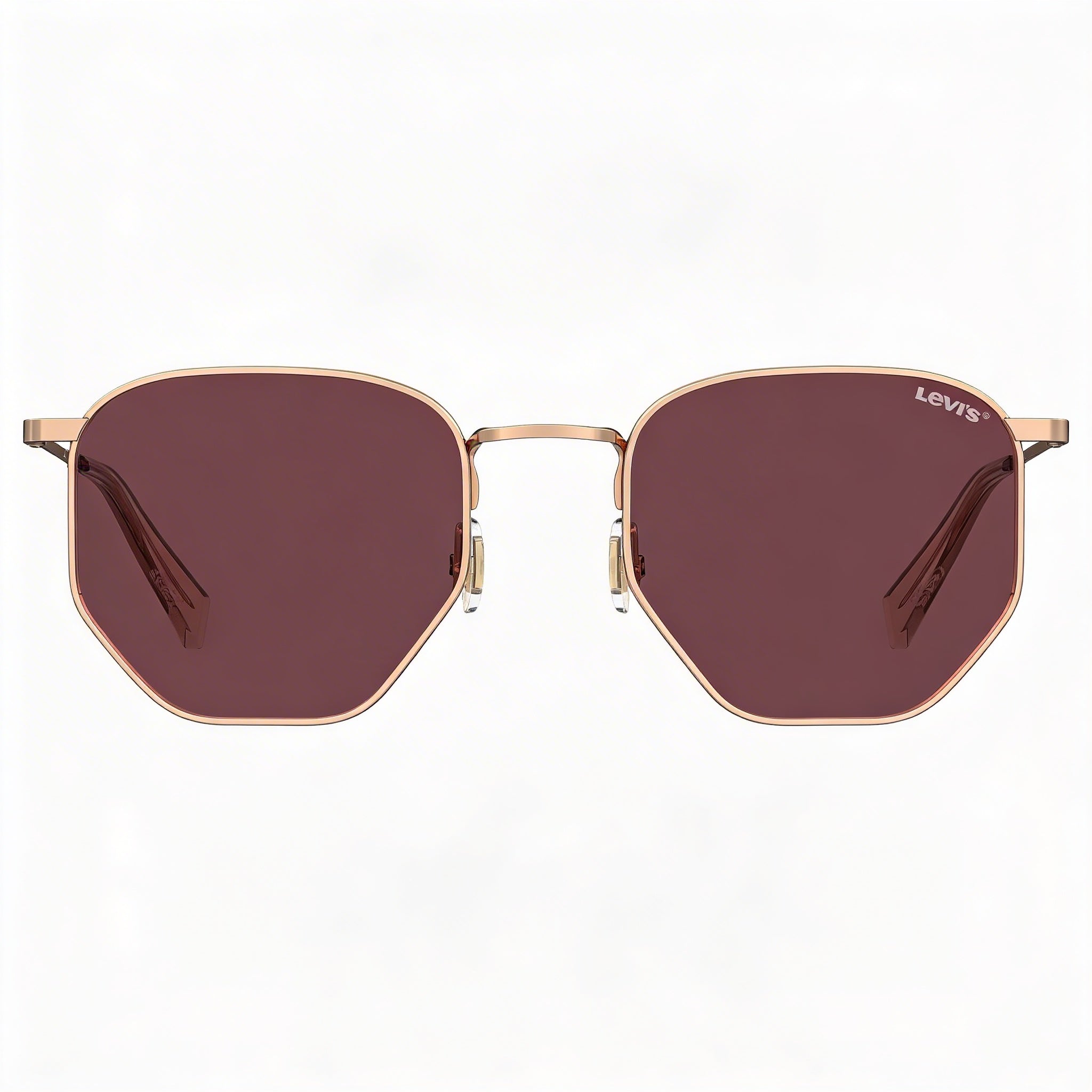 Gafas de sol casuales Levi's para hombre con montura de metal dorado y cobre, lentes rosas con protección UV, 51 mm, Photo 2