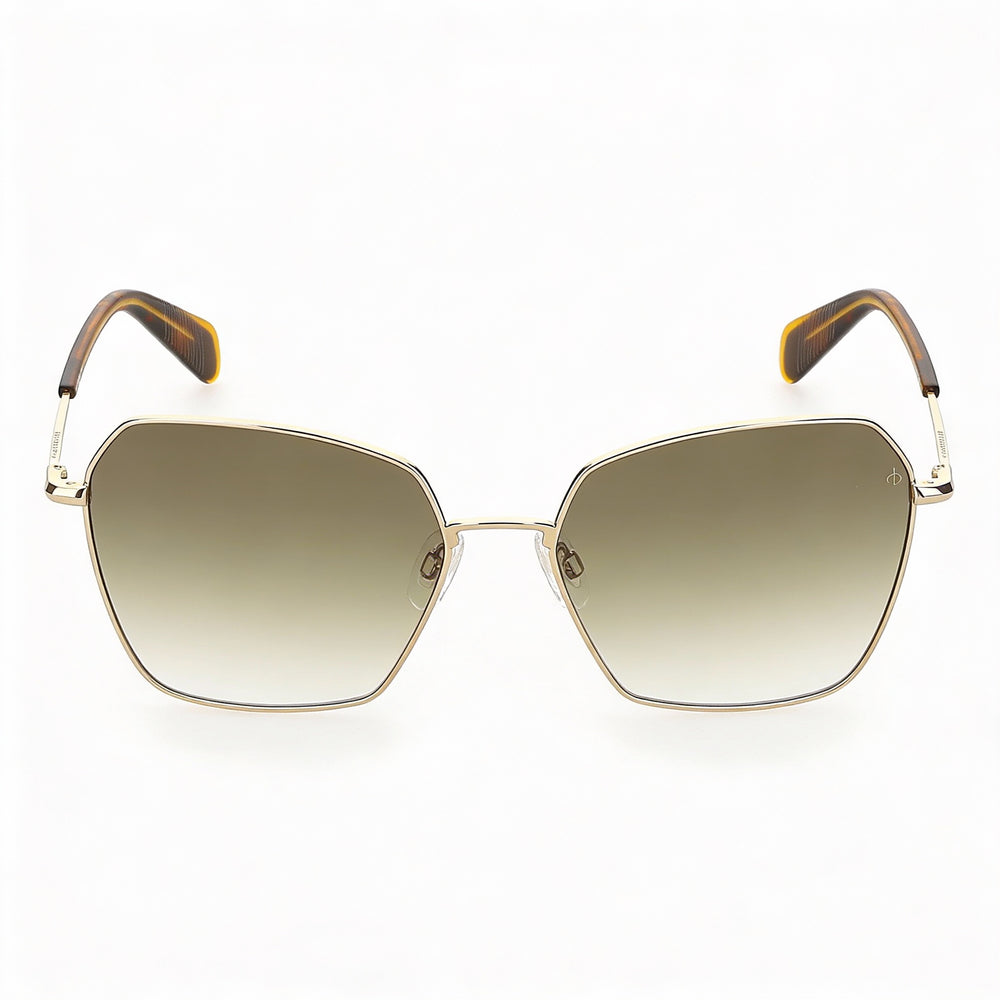 Gafas de sol Rag &amp; Bone Butterfly para mujer, de aleación de acero, con lentes de policarbonato no polarizadas, color dorado y verde, 58 mm