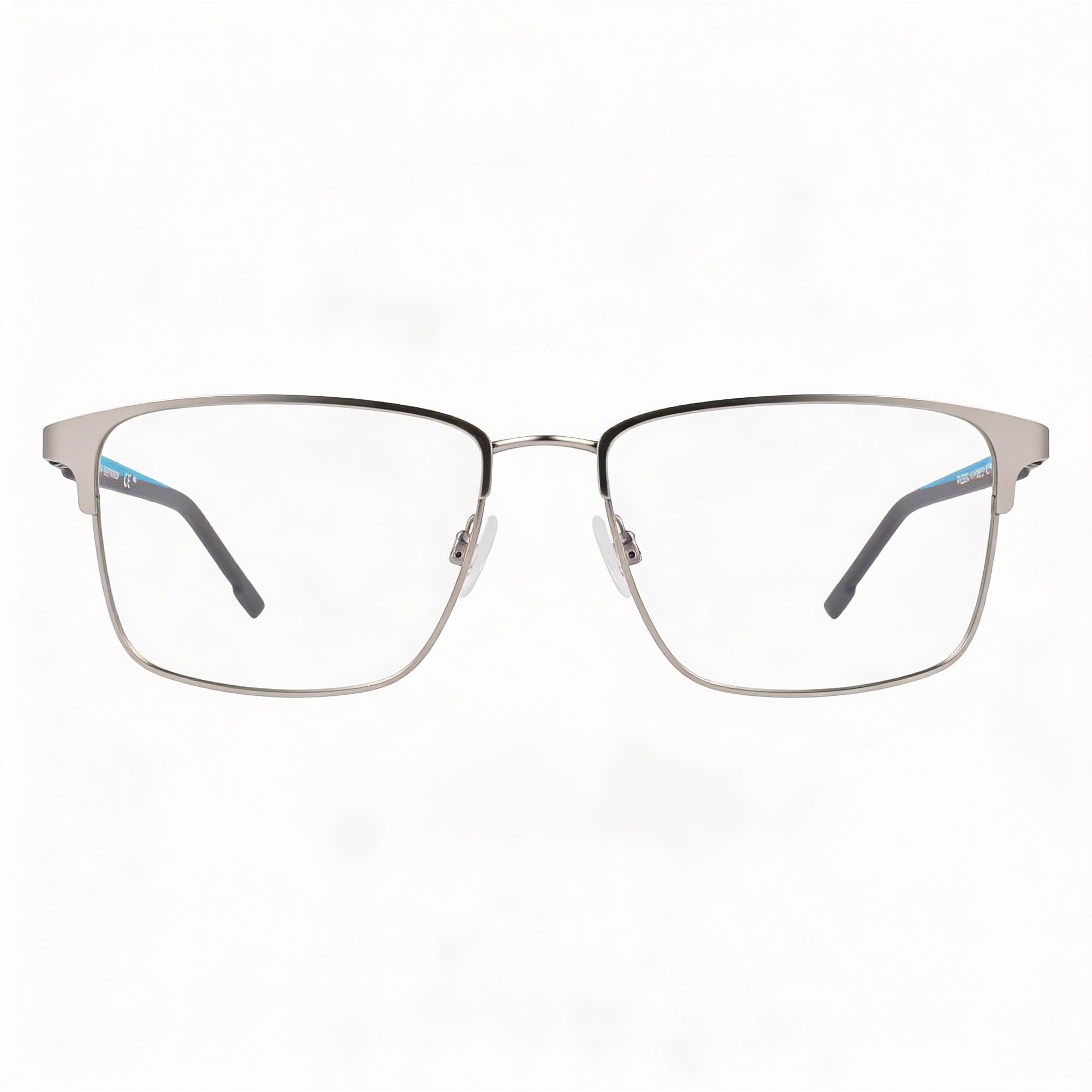 Flexon E1154 Men's Acetate Eyeglasses Satin Silver Cerulean, Photo 2